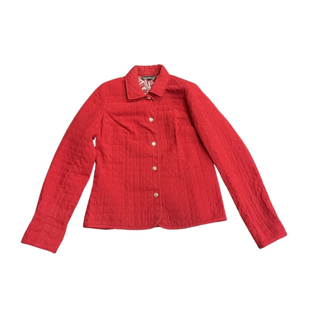 Other Briggs New York Red Quilted Shirt Jacket Snap Paisley Lined Size L / US 10 / IT 46 - 1 Thumbnail