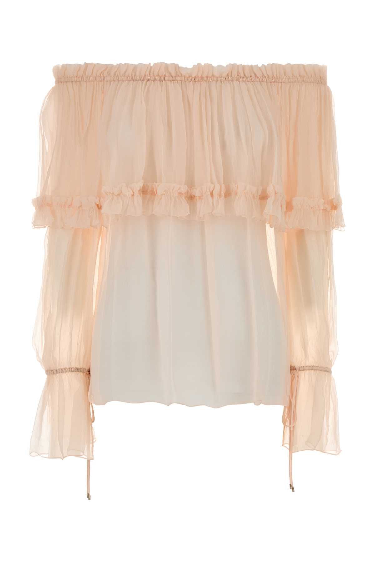 Chloe Peach Crepe Blouse Size M / US 6-8 / IT 42-44 - 1 Thumbnail