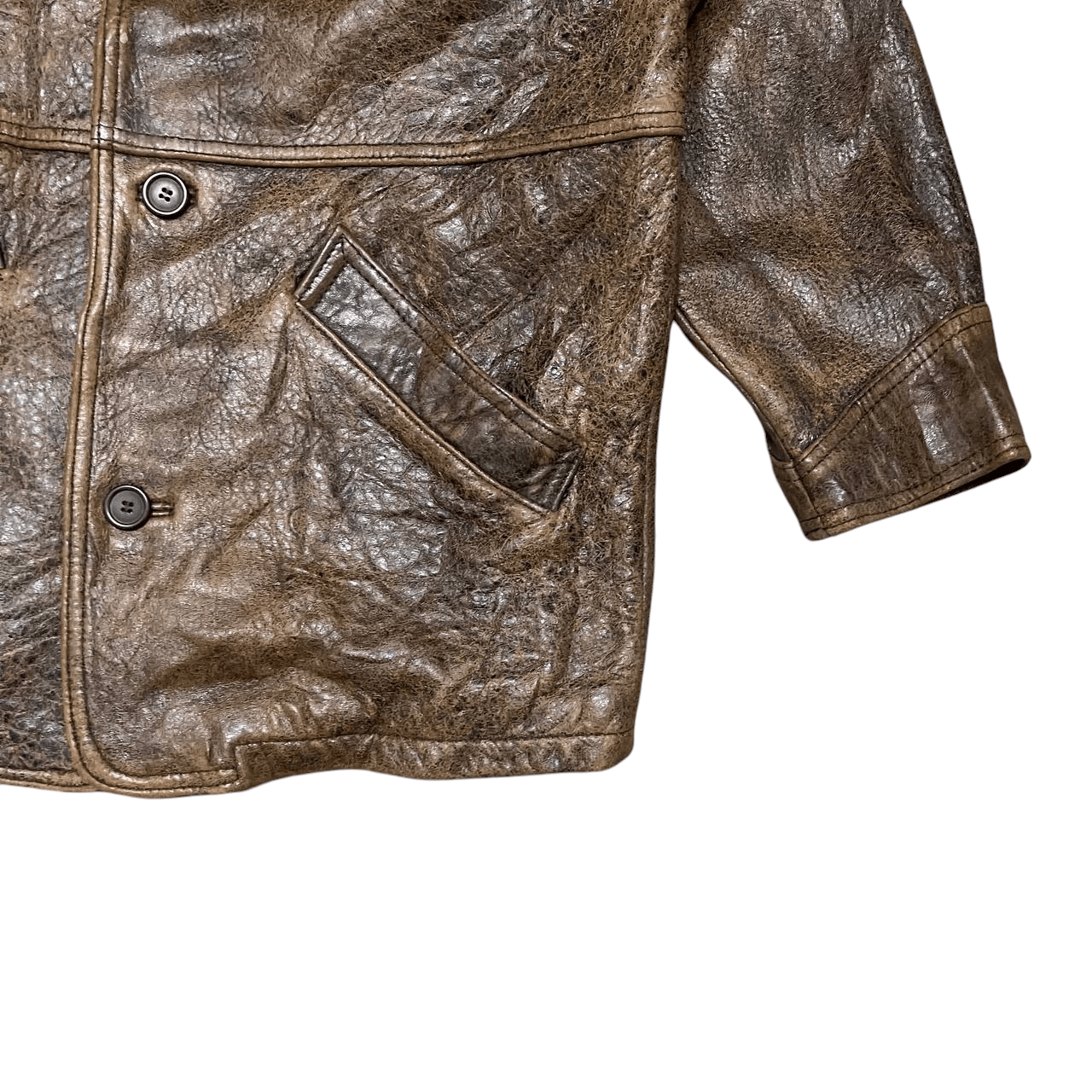Japanese Brand Vintage Wind Armor Button Leather Jacket Size US S / EU 44-46 / 1 - 4 Thumbnail