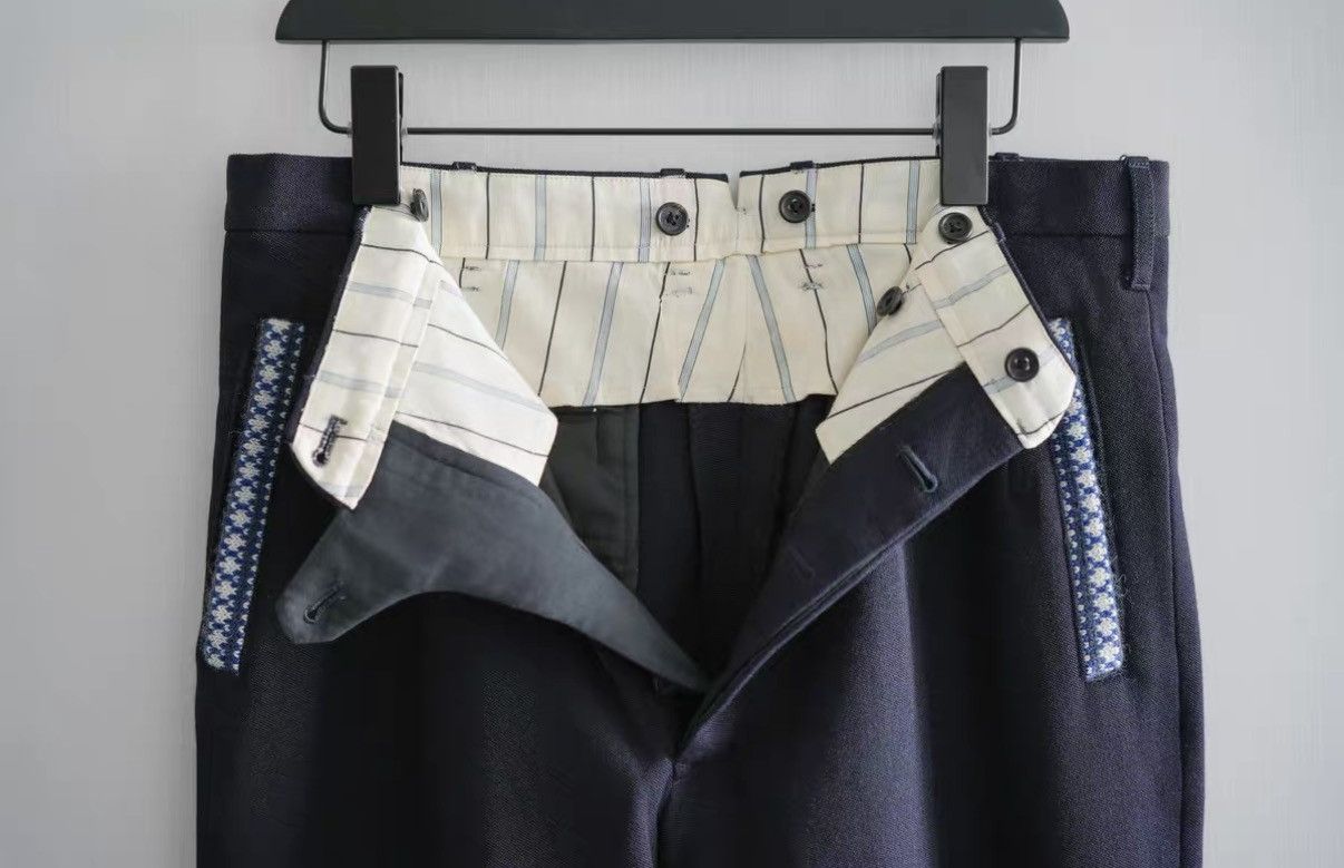Yohji Yamamoto Yohji Yamamoto 95AW Blue & White Woven Trousers K4 Size US 34 / EU 50 - 5 Thumbnail