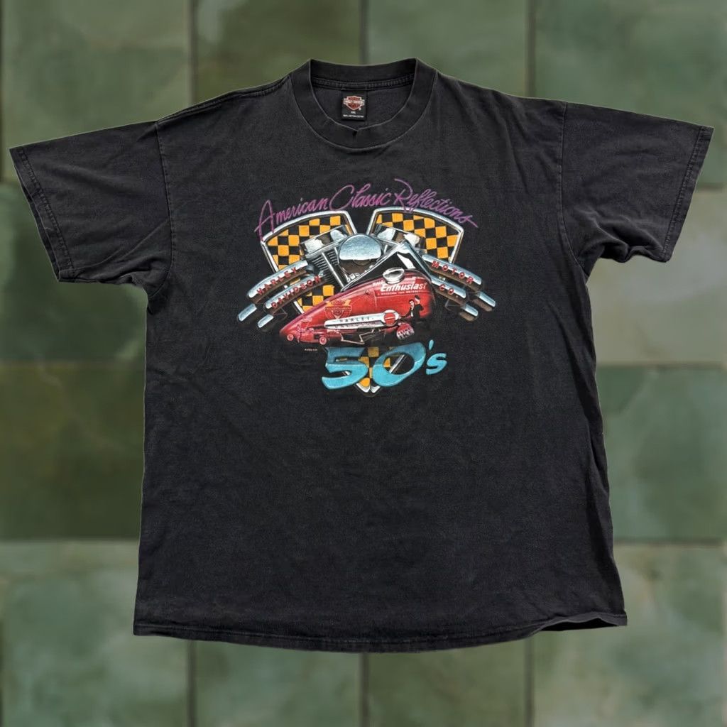 Harley Davidson VINTAGE Harley-Davidson Shirt Mens XL Black Biker Short Sleeve 90s Motorcycle Graphic Print Logo Size US XL / EU 56 / 4 - 1 Thumbnail