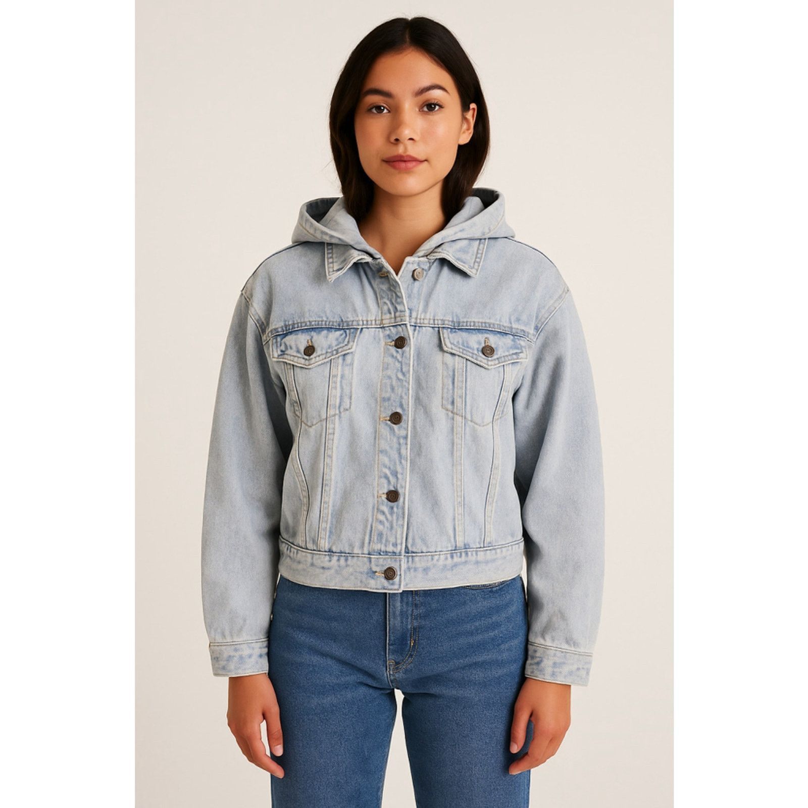 Other Vintage Light Wash Cropped Denim Jacket with Hood Size Small Size S / US 4 / IT 40 - 1 Thumbnail