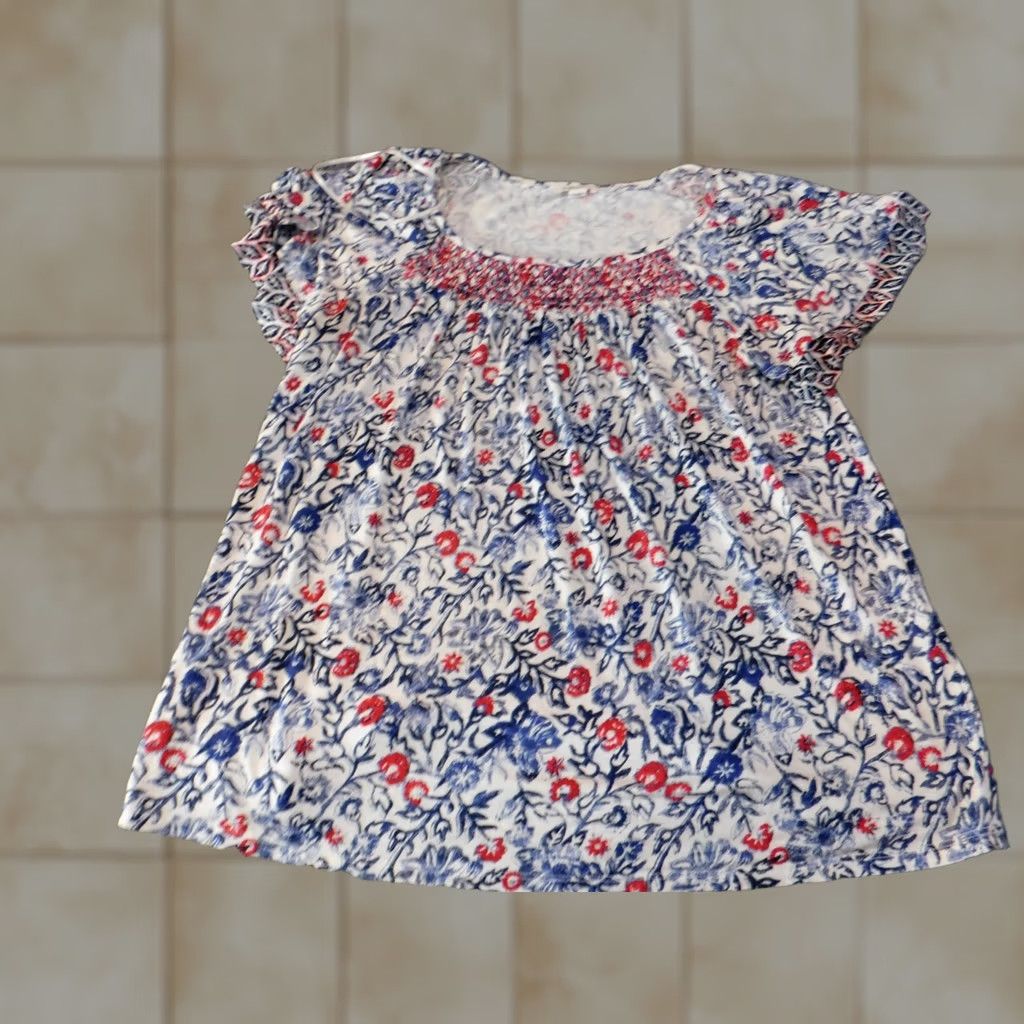 Vintage Westport Womens Blouse S Blue Floral Rayon Spandex Crew Neck Pullover Top Casual Short Sleeve Ruffle Classic Stretch Regular Womens Size S / US 4 / IT 40 - 1 Thumbnail