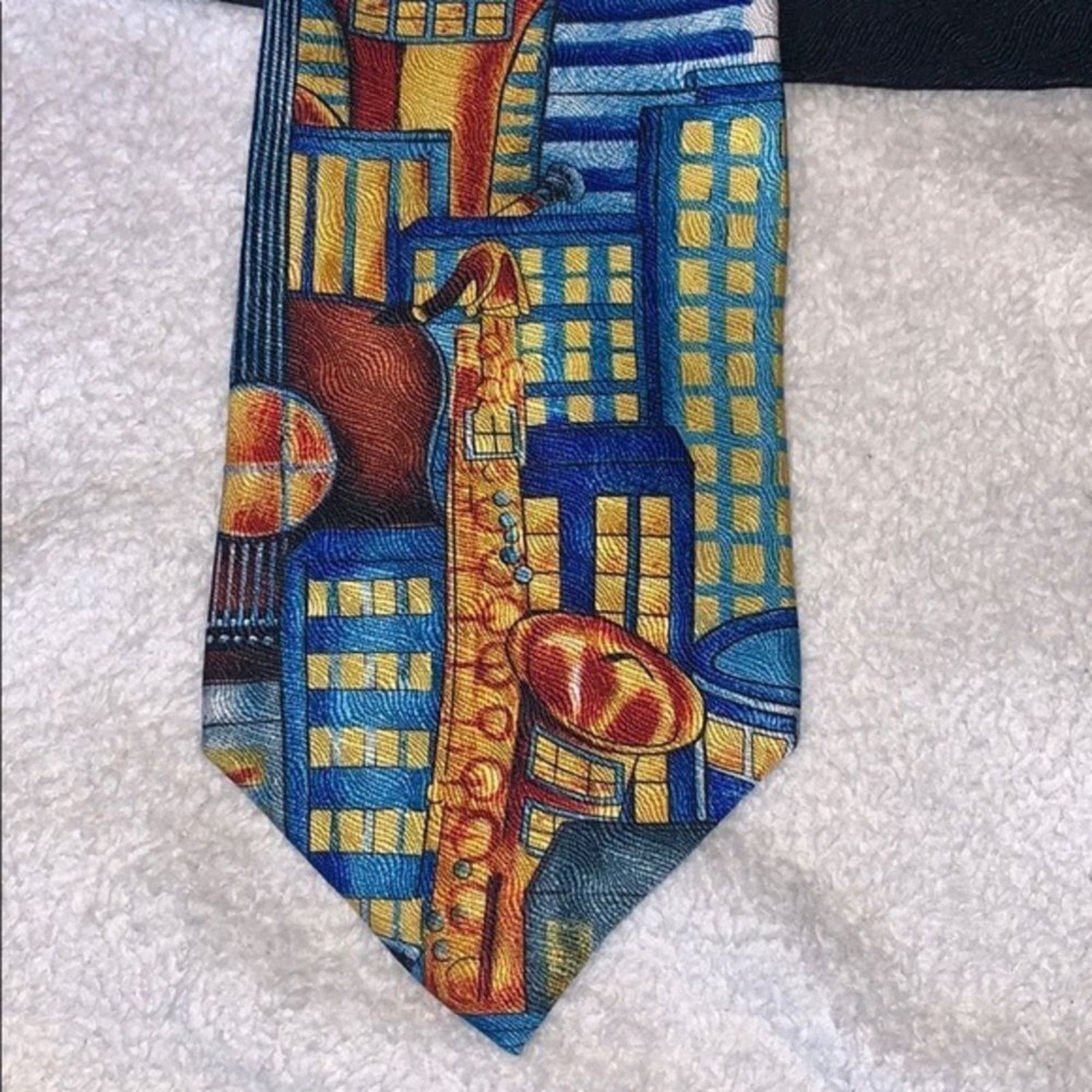 Other RM Style Music City Design Silk Neck Tie | Sz OS Size ONE SIZE - 3 Thumbnail