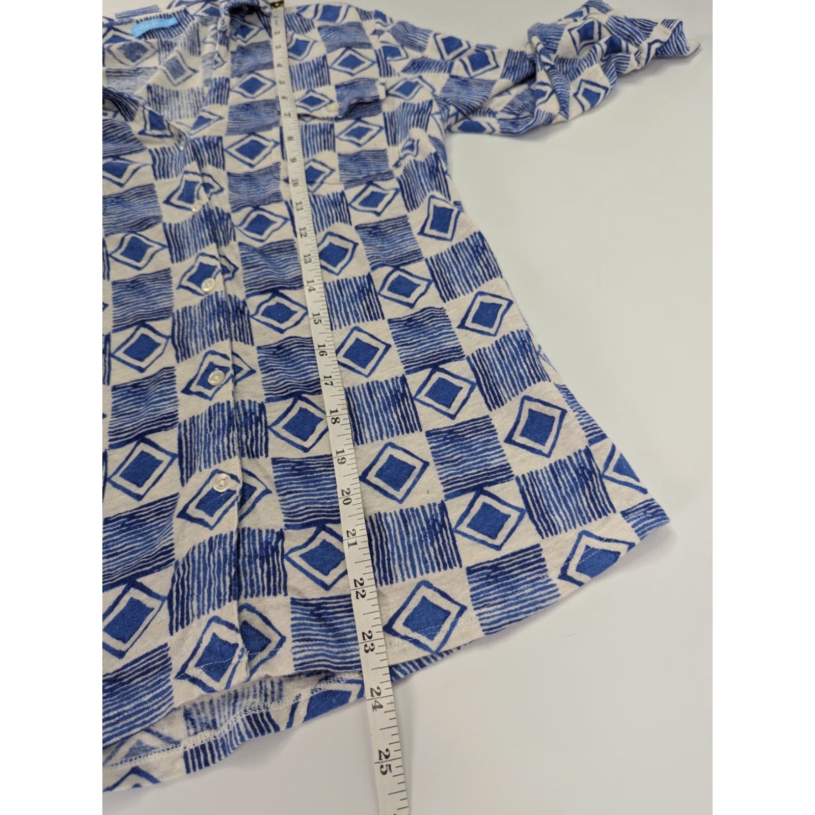 J.McLaughlin J McLaughlin Linen Shirt Top Printed Preppy Long Sleeve Button Up Blouse Medium Size M / US 6-8 / IT 42-44 - 3 Thumbnail