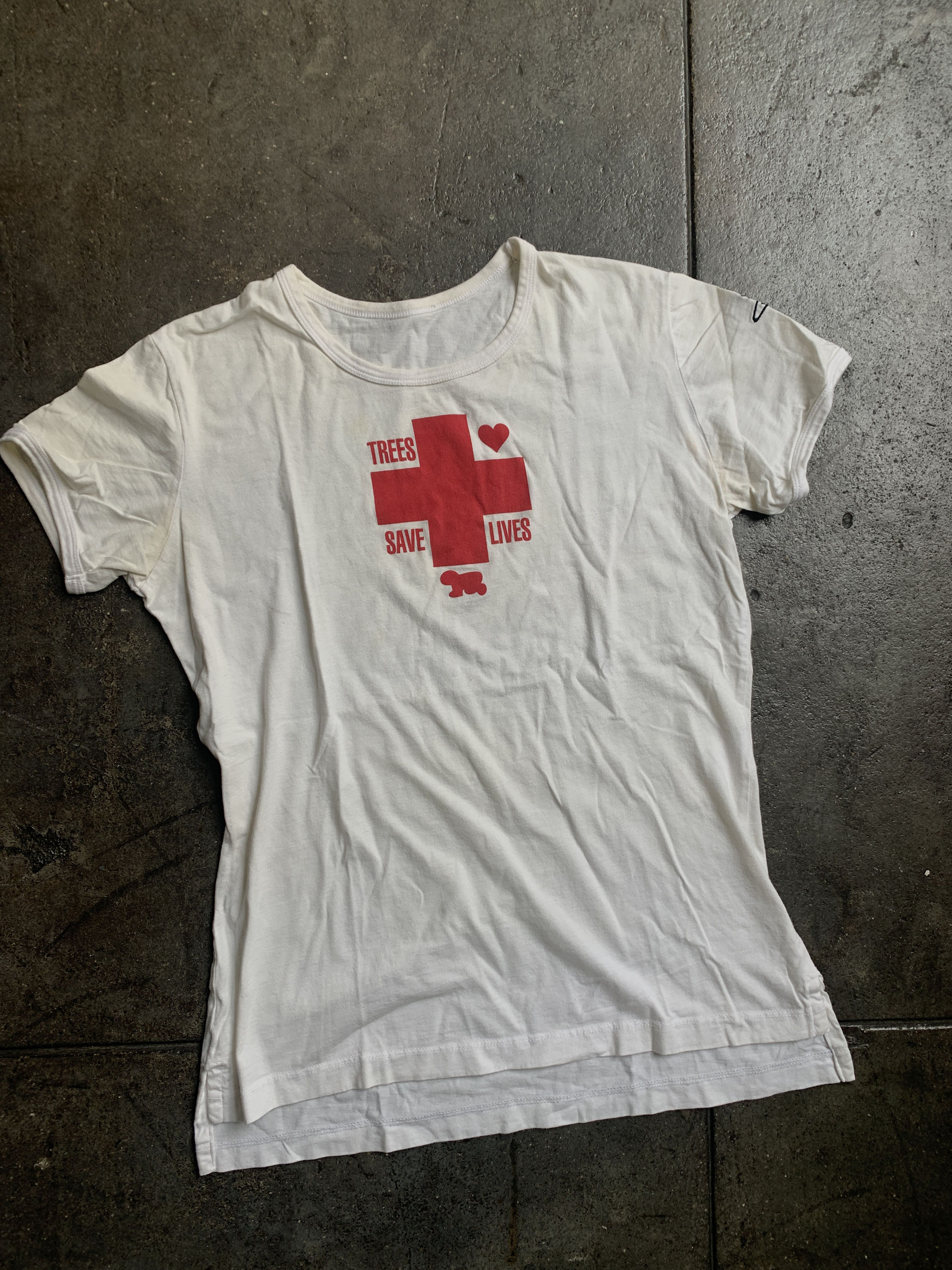 Trees Save Lives Ringer T w/ Slight Tail and Embroidery Orb