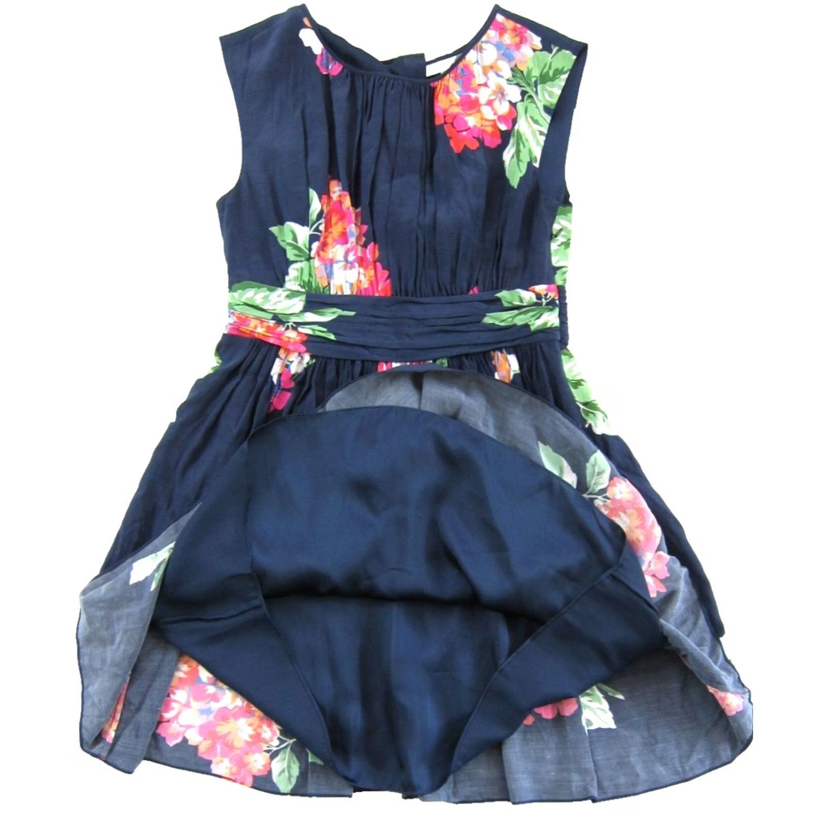 Boden Boden Navy Blue Pink Green Floral Sleeveless Ruched Sheath Tank Sun Dress 12P Size XL / US 12-14 / IT 48-50 - 5 Thumbnail