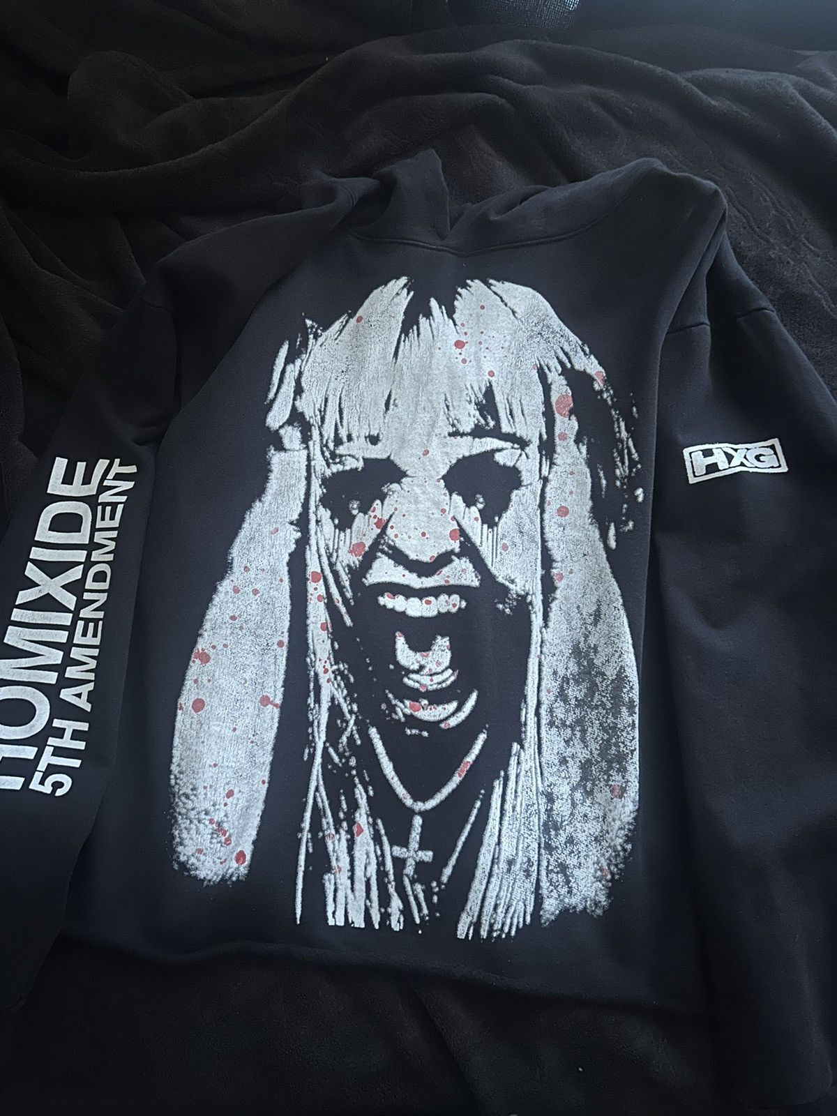 image of Destroy Lonely x Ken Carson Homixide Gang Scream Hoodie in Black, Men's (Size XL)