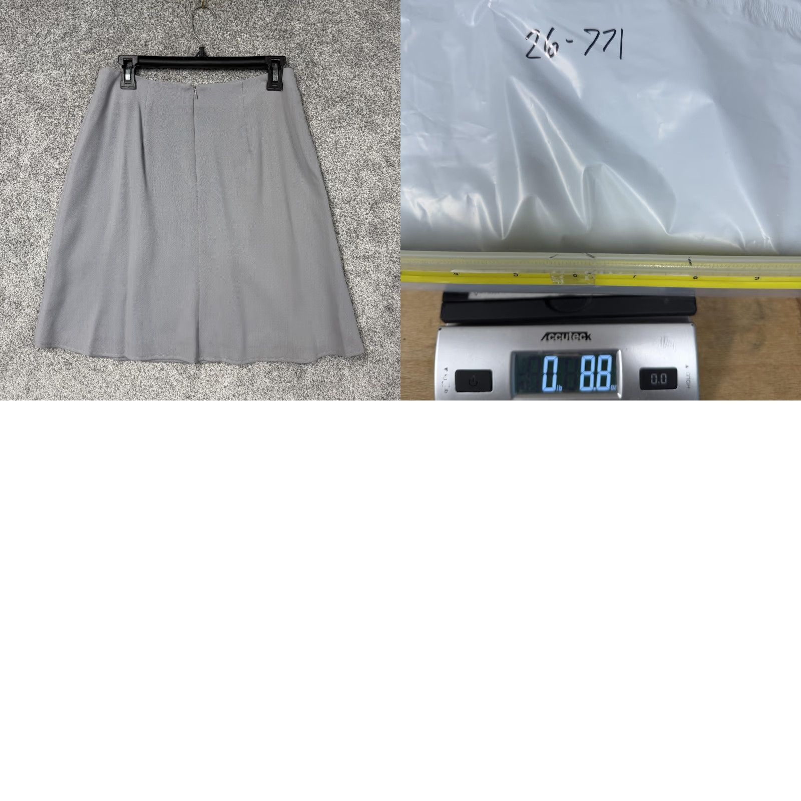 Vintage VTG 90s Dana Buchman Skirt Women 10 Wool Grey A-Line Knee-Length Solid Dry Clean Size 32" / US 10 / IT 46 - 8 Thumbnail