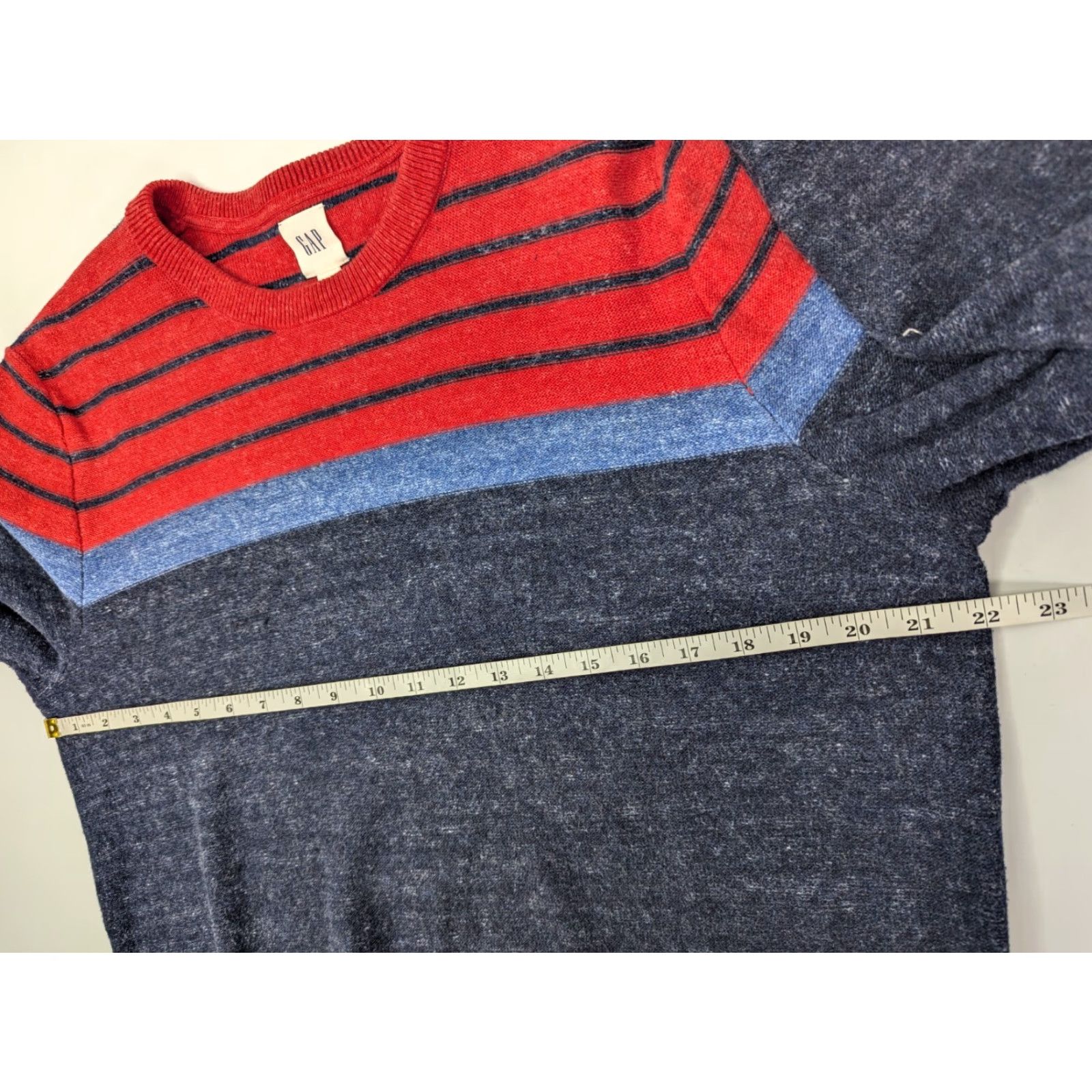 Gap Gap Sweater Men Large Cotton Crew Neck Pullover Navy Blue Red Stripe Budding Size US L / EU 52-54 / 3 - 5 Thumbnail