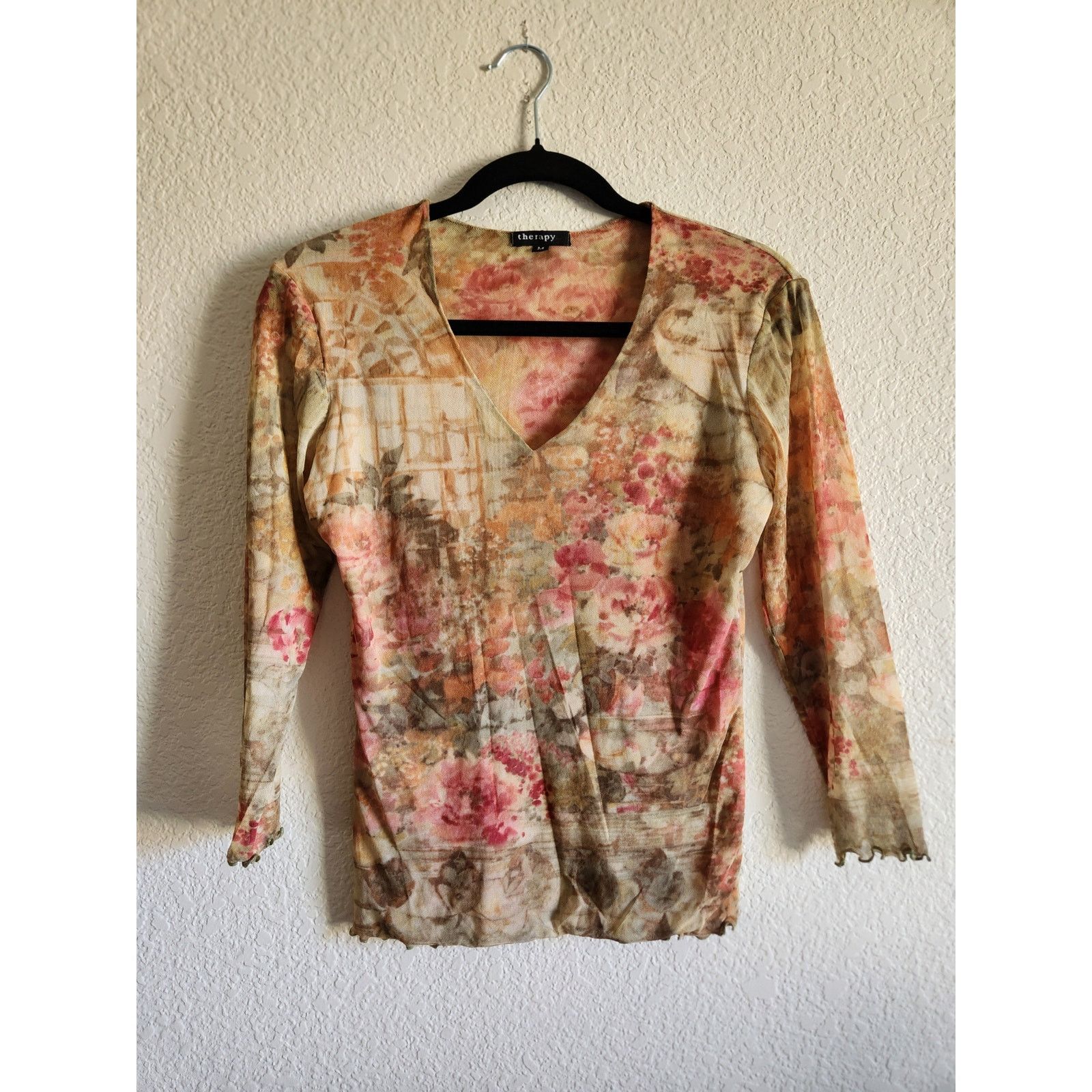 Other Y2k Therapy Women's Semi Sheer Boho Low Cut Top- M Size M / US 6-8 / IT 42-44 - 1 Thumbnail