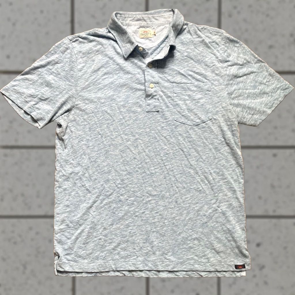 Faherty Faherty Polo Shirt Mens L Blue Pocket Logo Breathable Lightweight Casual Golf Shirt Size US L / EU 52-54 / 3 - 1 Thumbnail