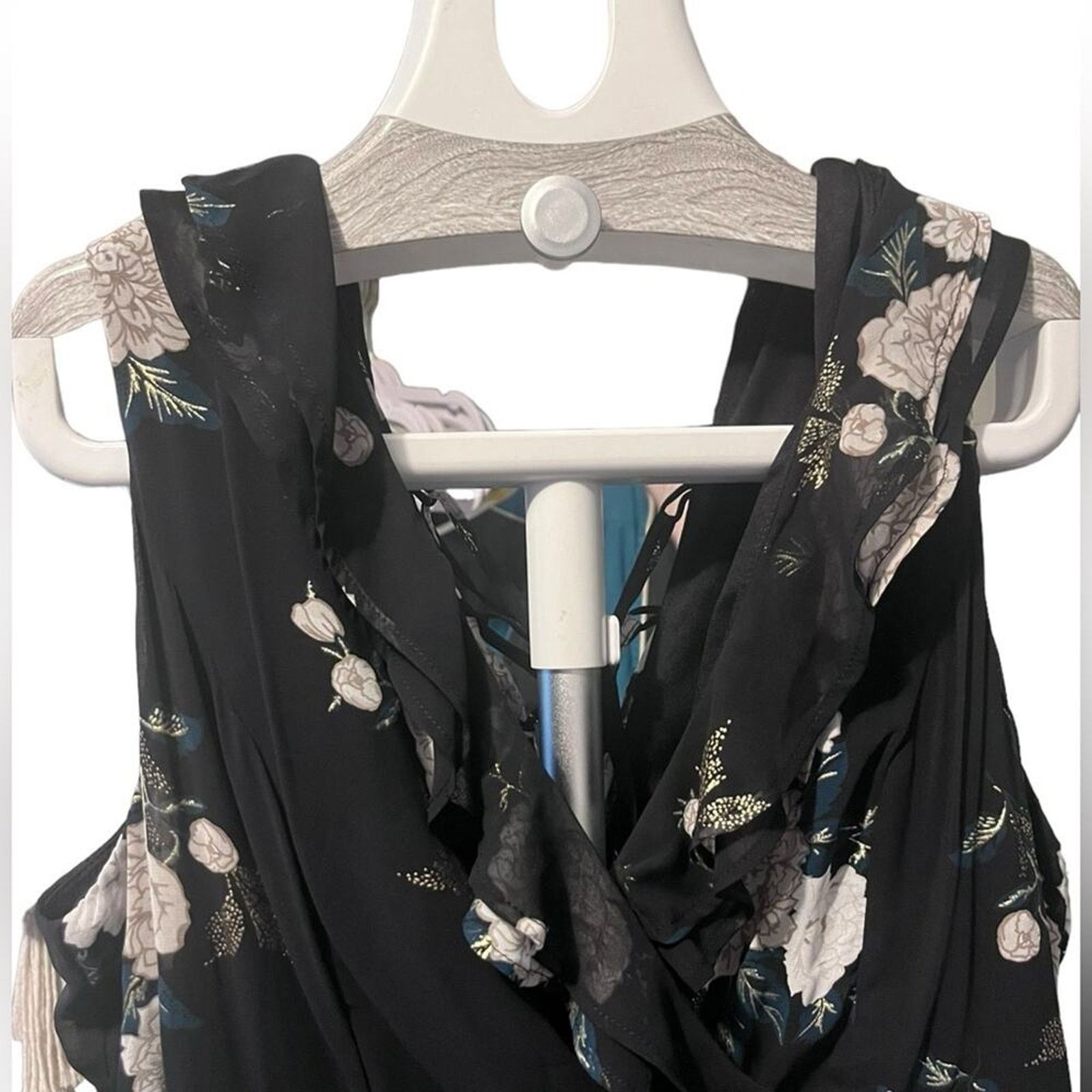 Torrid Torrid Black Floral Chiffon Sleeveless Skater Mini Dress Size XXL / US 16-18 / IT 52-54 - 5 Thumbnail