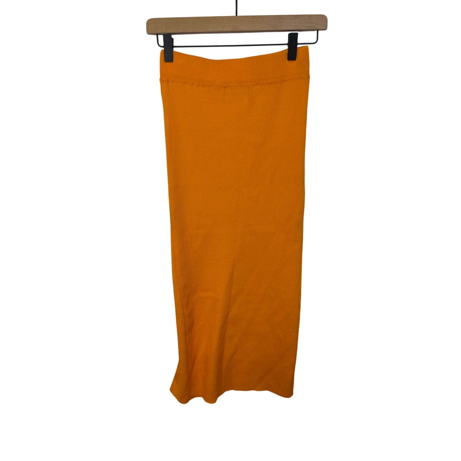 Cider Cider Ribbed Midi Skirt Mustard Yellow Side Slit S Coastal Size 24" / US 00 / IT 34 - 5 Thumbnail
