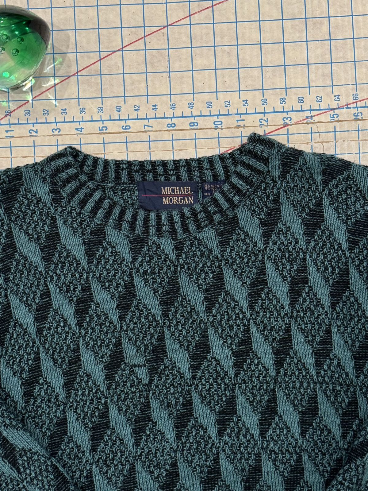 Vintage Vintage Michael Morgan Patterned Knit Sweater Blue Fits Med Size US M / EU 48-50 / 2 - 4 Thumbnail