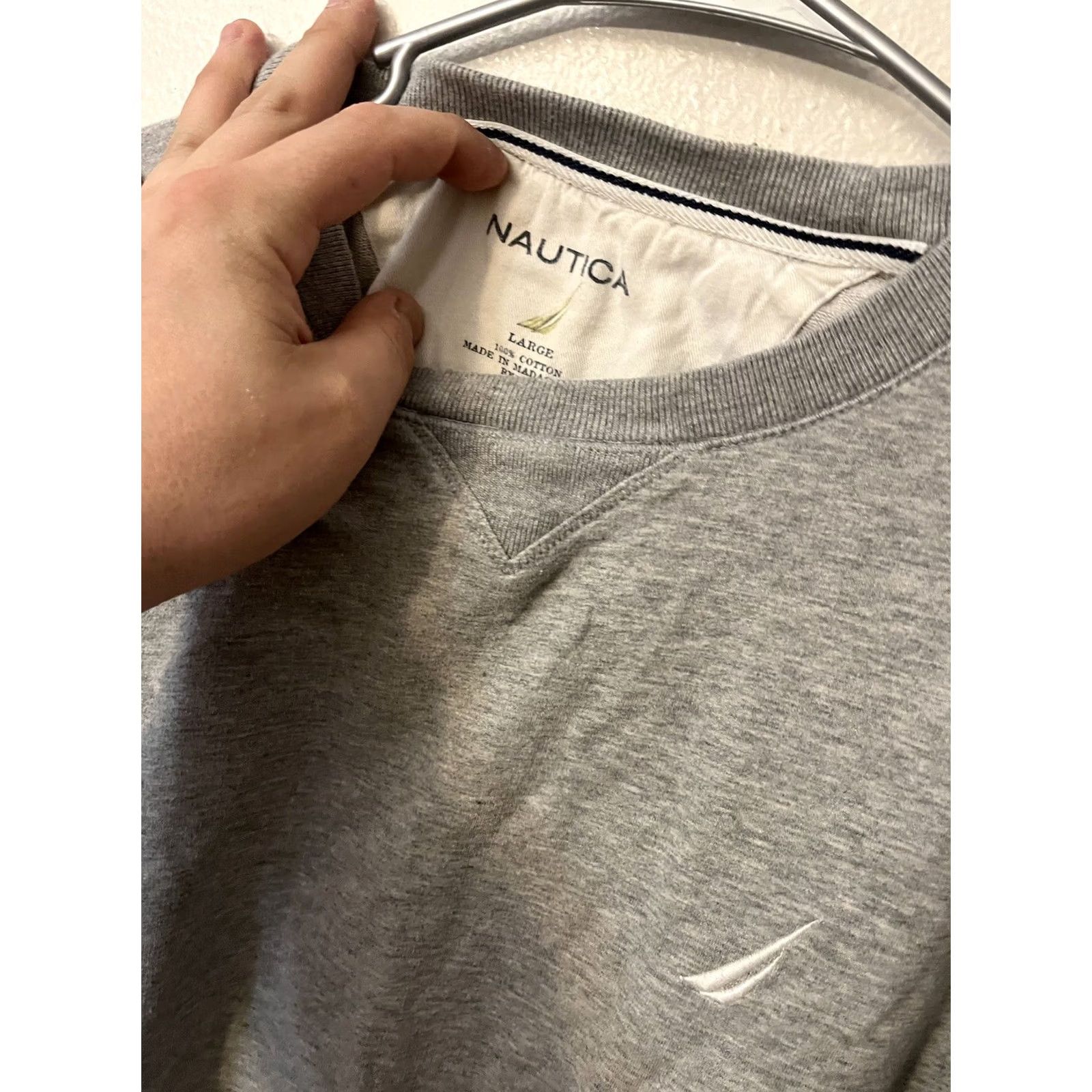 Nautica Nautica Mens Sweater Large Gray Long Sleeve Logo Crew Neck Cotton Size US L / EU 52-54 / 3 - 2 Thumbnail
