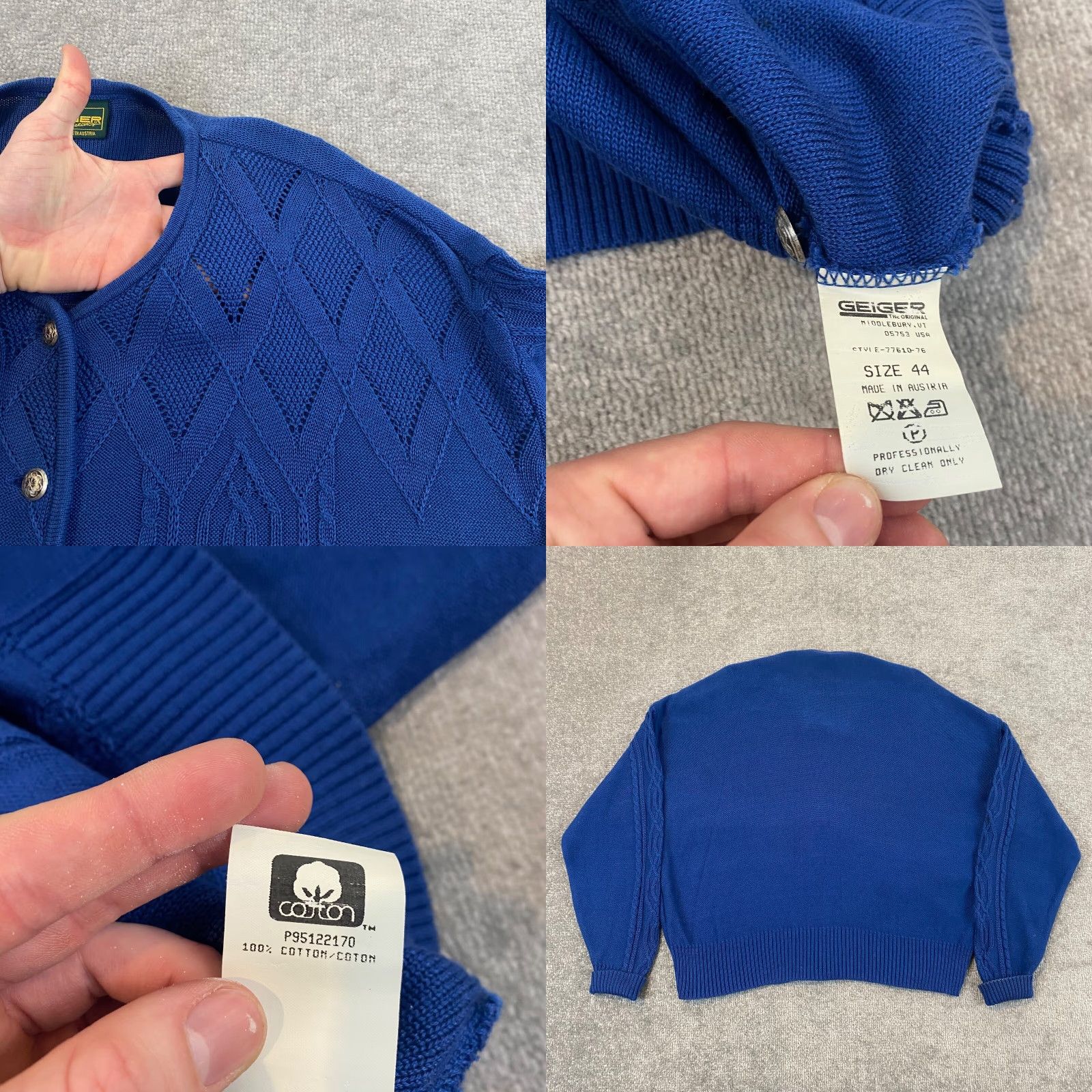 Vintage VINTAGE Geiger Women's Sweater Crewneck 44 Blue Knit Button Up Long Sleeve Austria Fall Winter Size M / US 6-8 / IT 42-44 - 8 Thumbnail