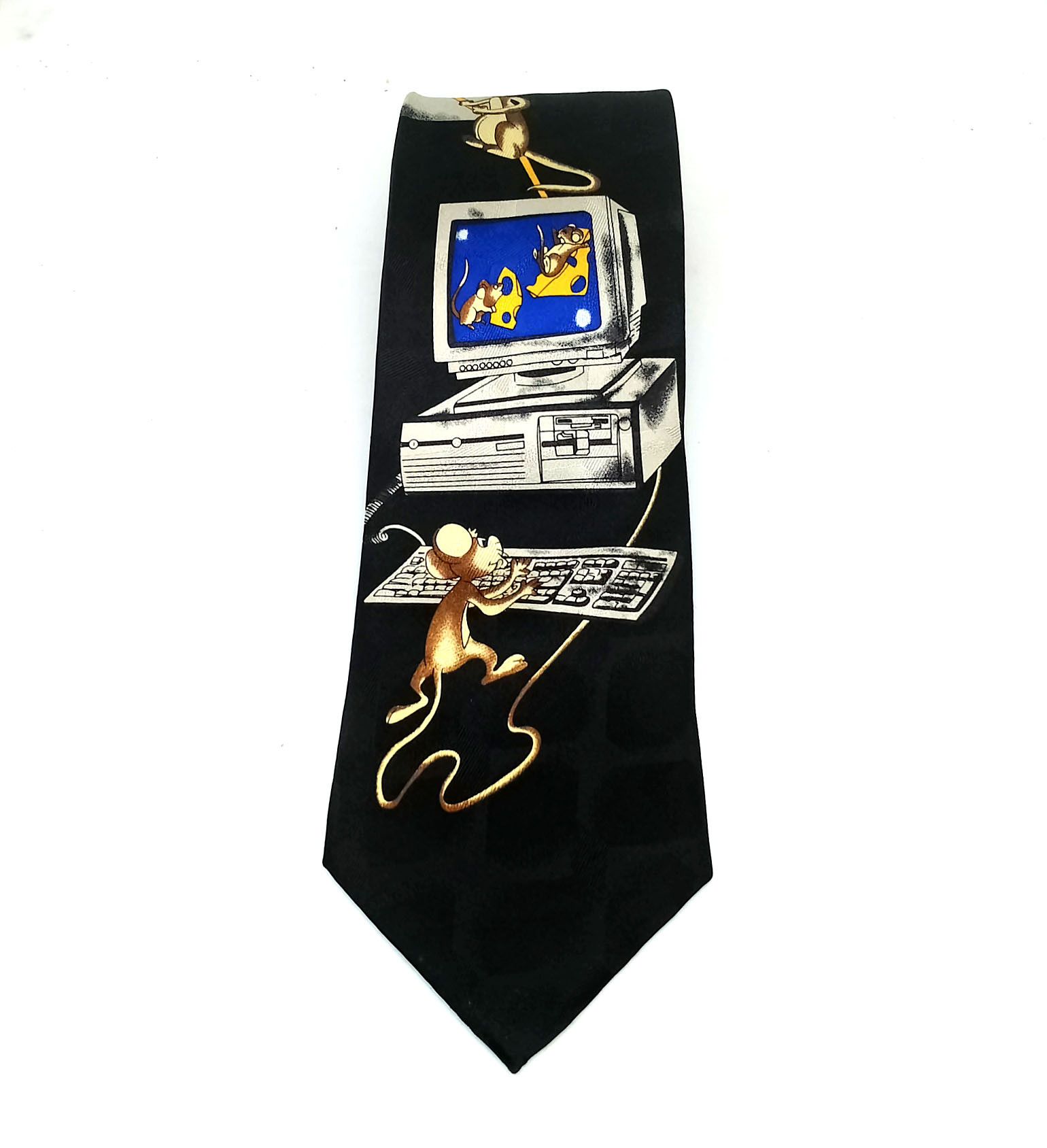 Other Vintage 90s Geek Silk Tie Scruff of the Neck England Size ONE SIZE - 2 Thumbnail