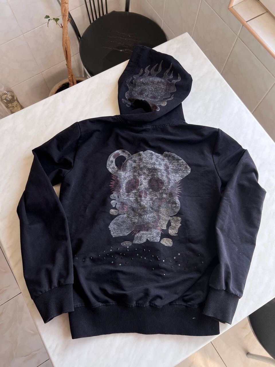 Christian Audigier × Ed Hardy × Vintage Vintage Ed Hardy Zip Hoodie Womens Sweatshirt Skull Flame Size US M / EU 48-50 / 2 - 8 Thumbnail