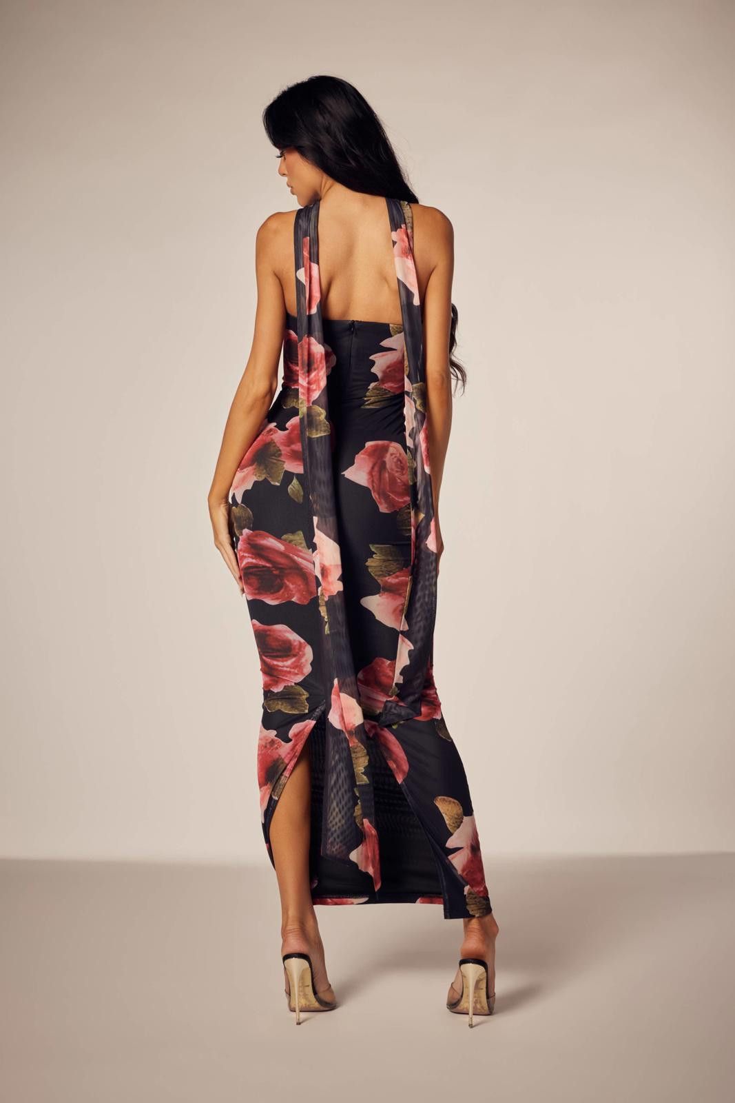 Other Hot* Mesh Floral Print Cocktail Strapless Dress Size M / US 6-8 / IT 42-44 - 3 Thumbnail