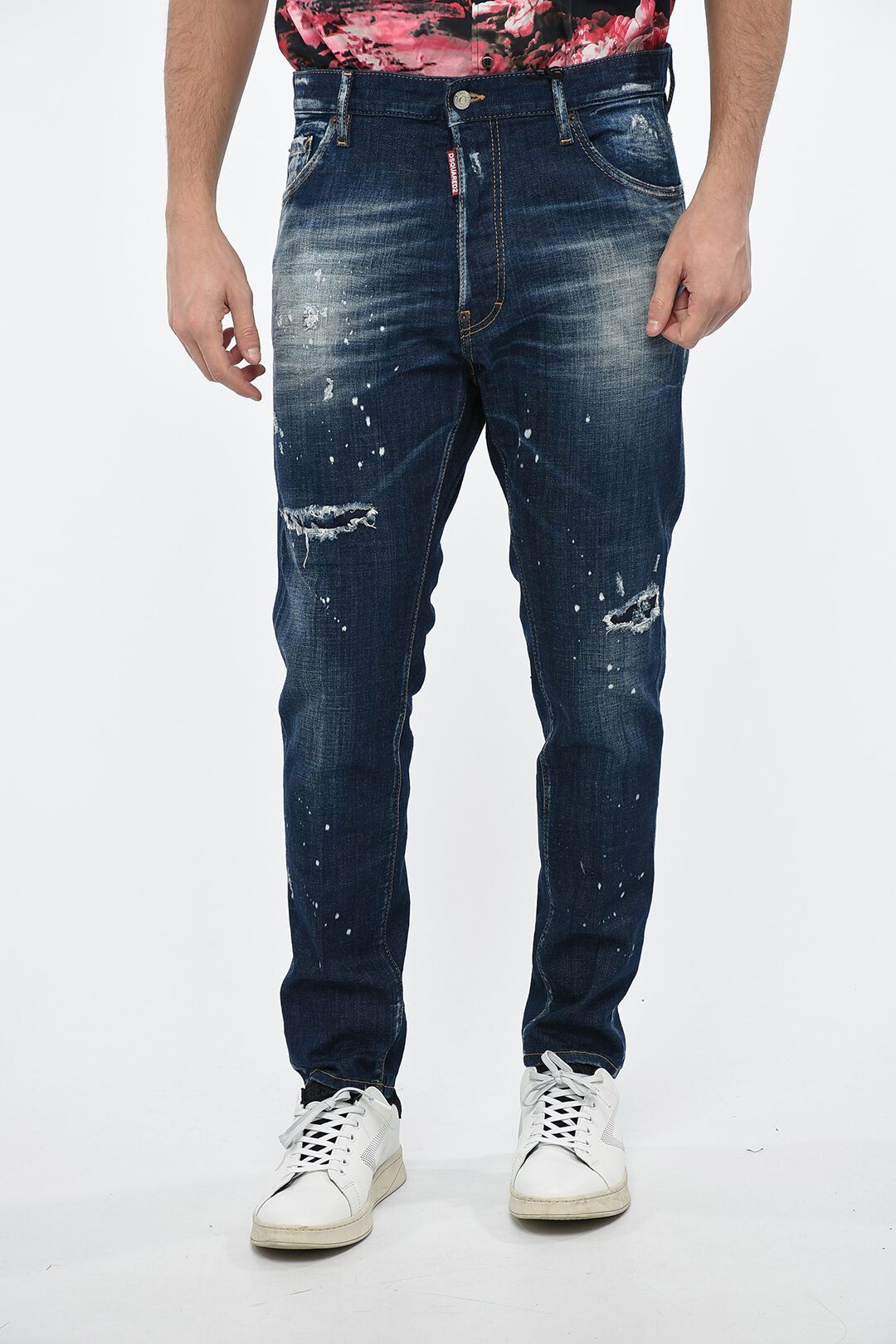 image of Dsquared2 Og1Mm0424 Distressed Relax Long Crotch Denim In Blue, Men's (Size 38)