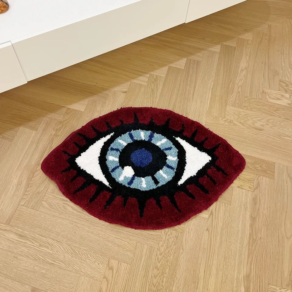 Vintage Red Eye Tufted Rug Special Style Carpet Cute Design Size ONE SIZE - 5 Thumbnail