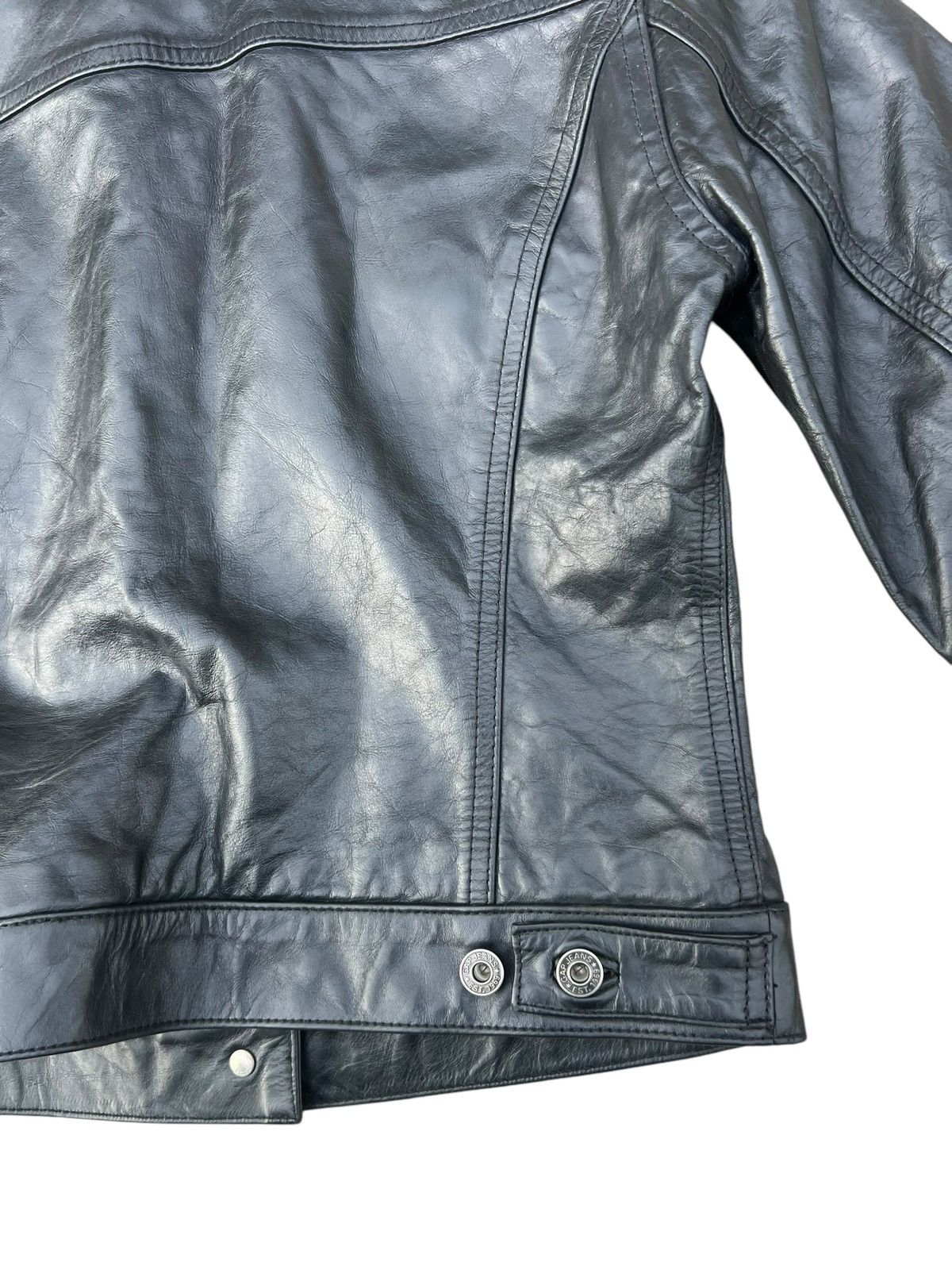 Gap Vintage Fall 2000 GAP Patina Black Leather Trucker Jacket Size S / US 4 / IT 40 - 18 Thumbnail