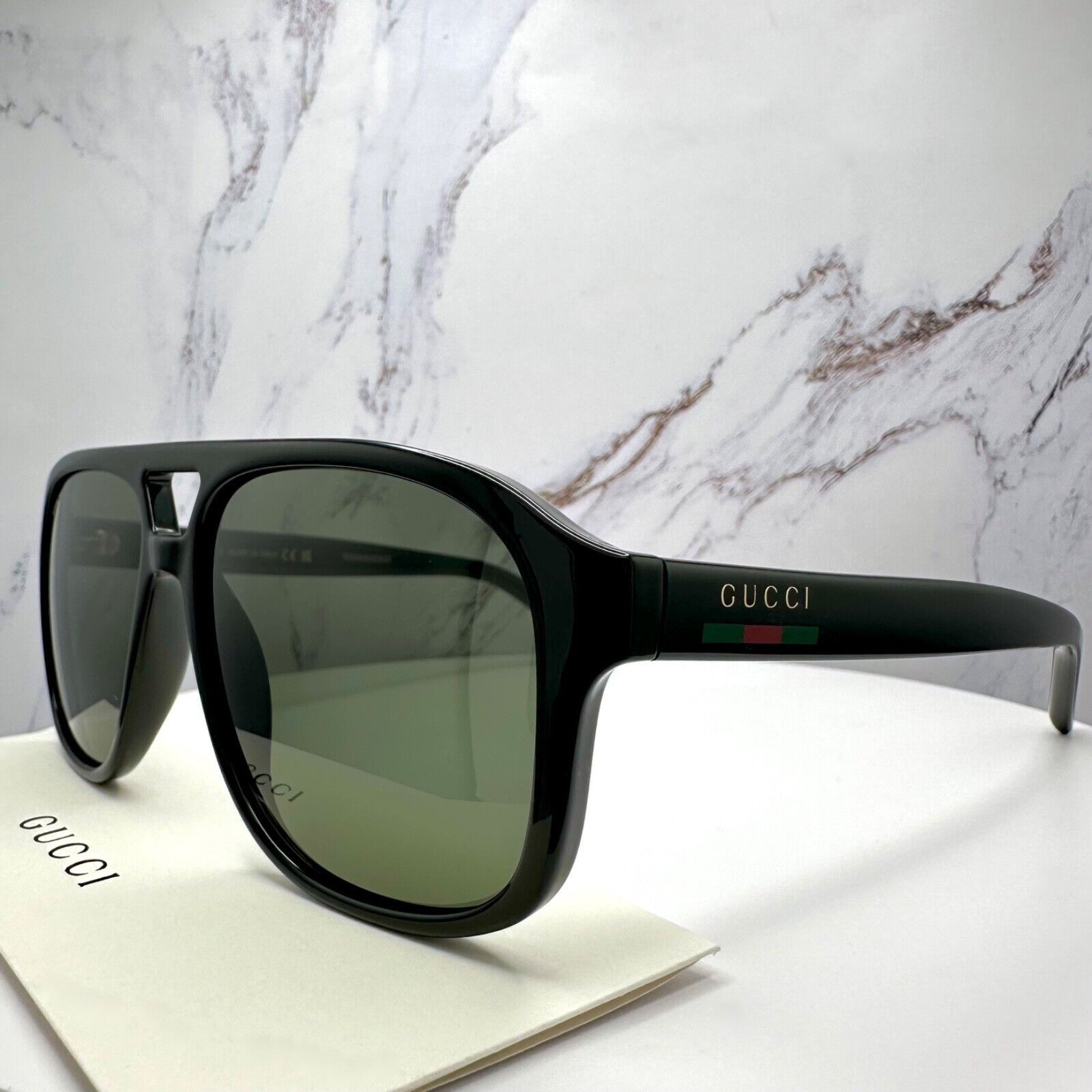 Gucci New GUCCI Sunglasses 2025 Release Black Aviator Gold Logo Size ONE SIZE - 21 Thumbnail