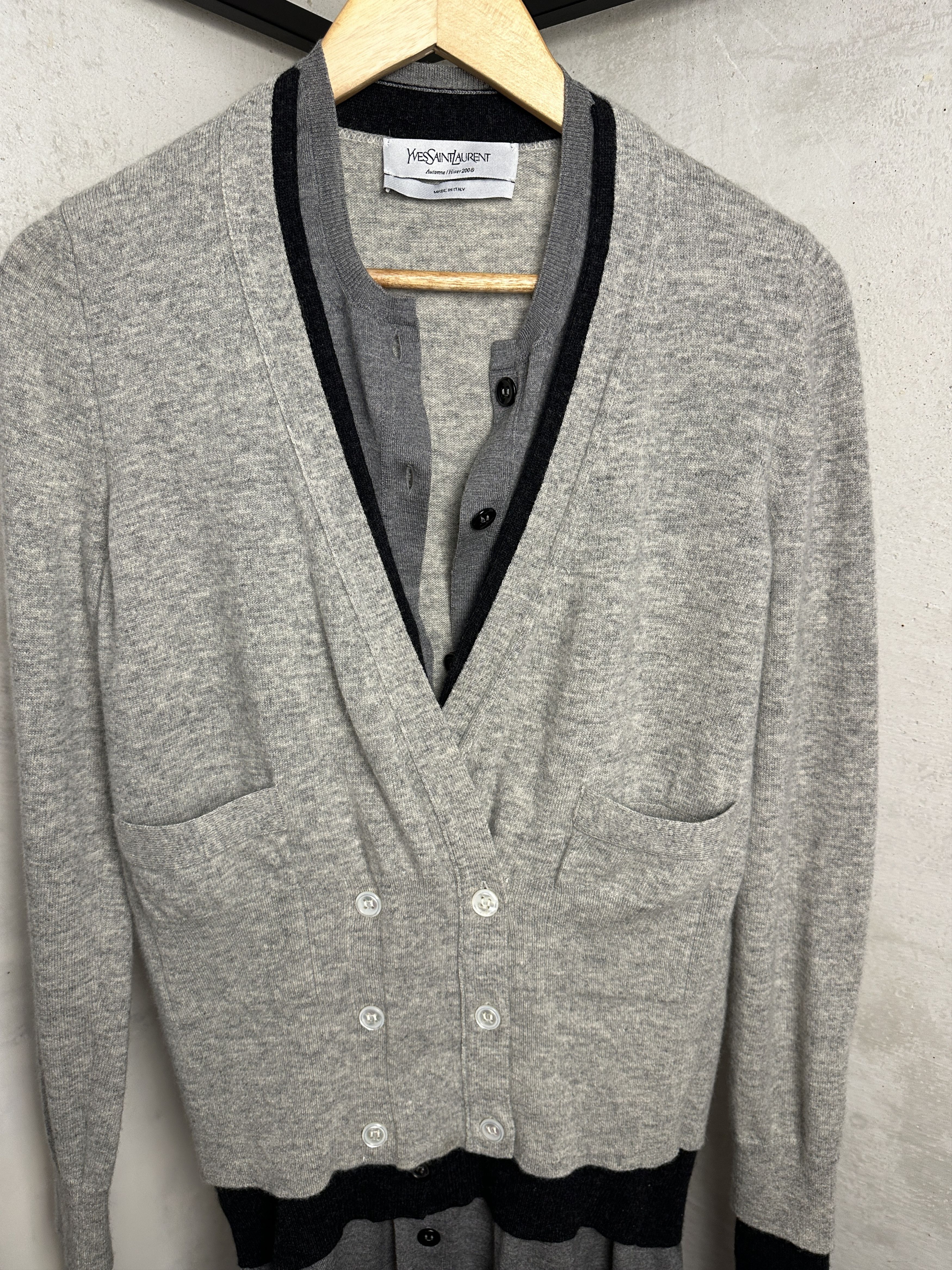 Saint Laurent Paris Yves Saint Laurent Archive FW08 Wool Layered Cardigan Size M / US 6-8 / IT 42-44 - 3 Thumbnail