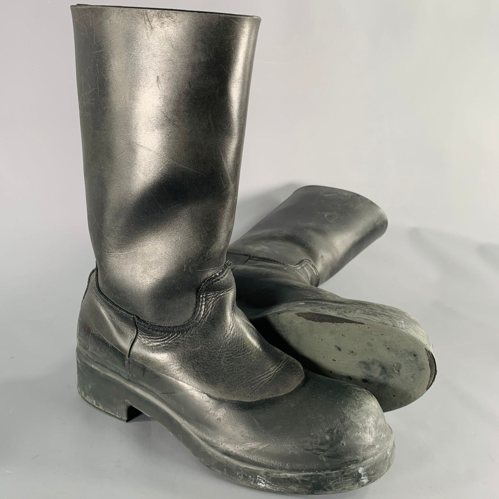 Takahiromiyashita The Soloist. 9 Black Leather Rubber Pull On Boots Size US 9 / EU 42 - 5 Thumbnail
