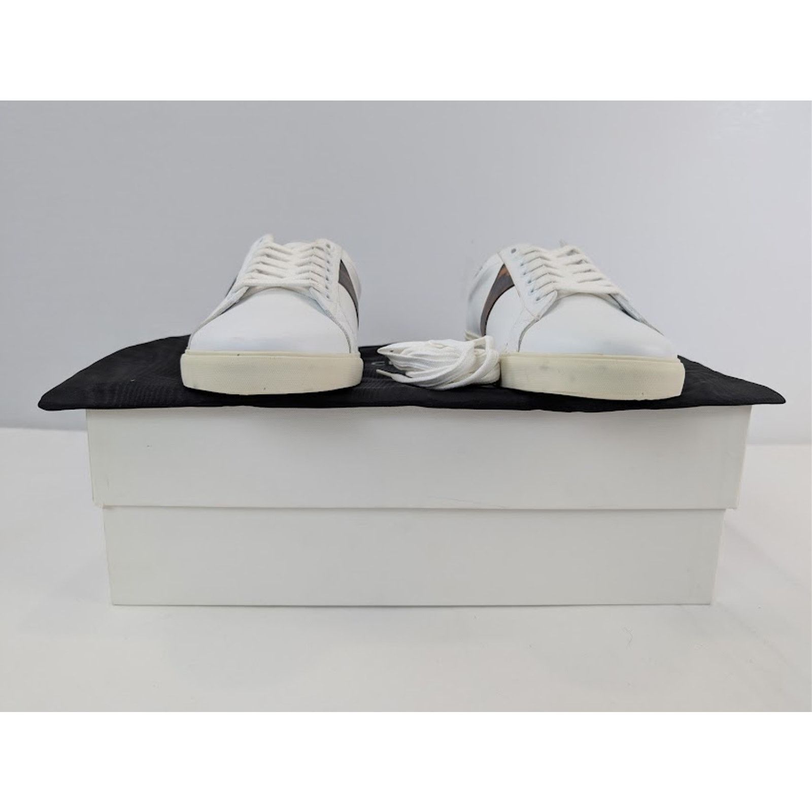 Celine o1rshd1 Smooth Leather Low Top Sneakers in White / Brown Size US 8 / EU 41 - 17 Thumbnail