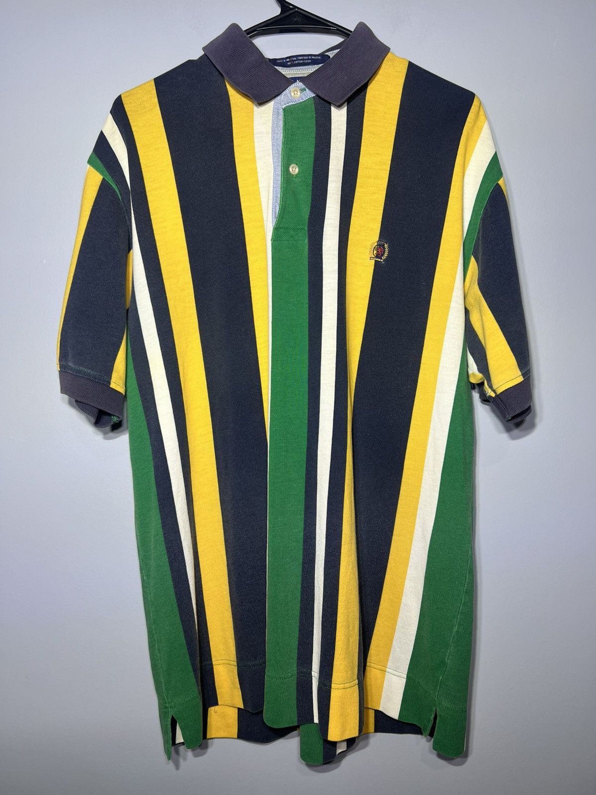 Tommy Hilfiger Vintage Tommy Hilfiger Polo Shirt Medium 90s Striped yellow Size US M / EU 48-50 / 2 - 2 Thumbnail