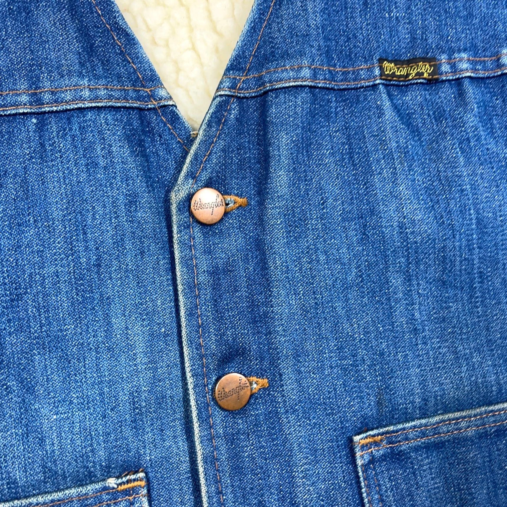 Wrangler VINTAGE Wrangler Denim Vest Men XL Blue Jeans No Fault Sherpa Lined 70s 80s USA Wrangler Size US 36 / EU 52 - 6 Thumbnail
