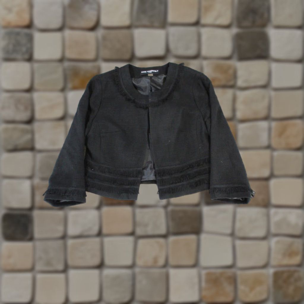 Karl Lagerfeld Karl Lagerfield Paris Womens Blazer Medium Black Cotton Open Front Sports Coat Size M / US 6-8 / IT 42-44 - 1 Thumbnail