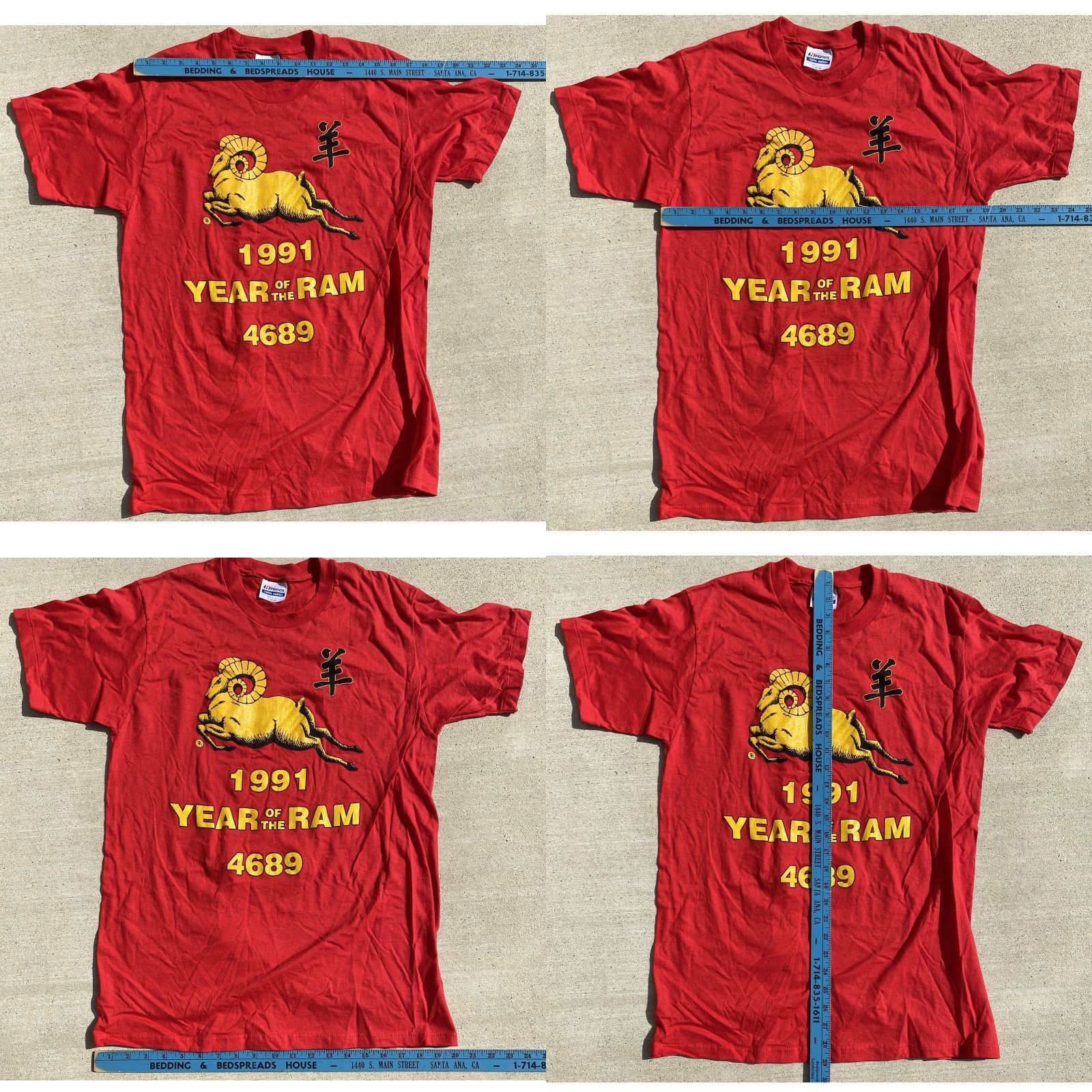 Hanes VINTAGE Hanes Year Of The Ram T-Shirt L USA Made Red Graphic Front Back 1991 90s Mens Size US L / EU 52-54 / 3 - 10 Thumbnail
