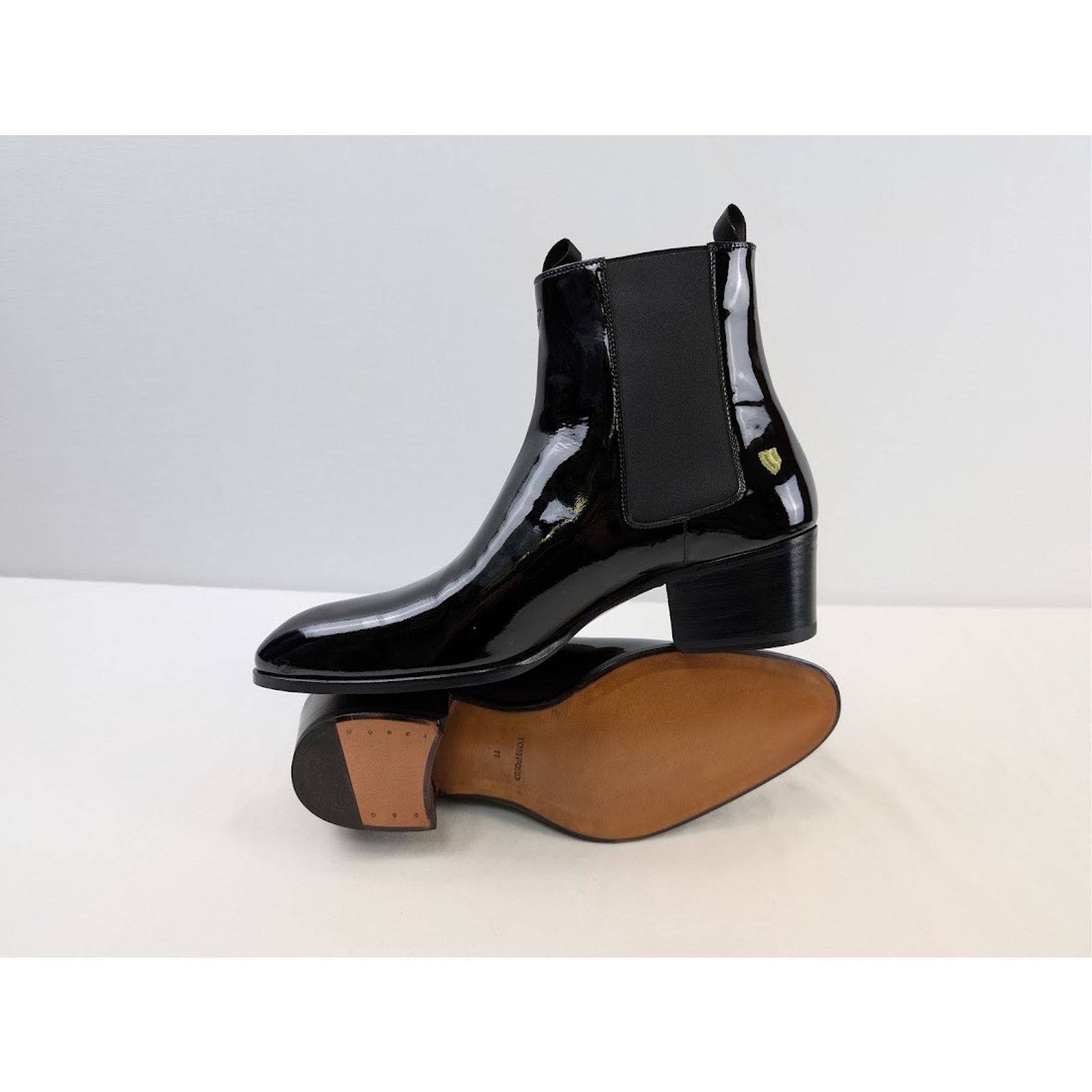 Tom Ford o1rshd1 Stivale Vernice Nero Boots in Black Size US 12 / EU 45 - 12 Thumbnail