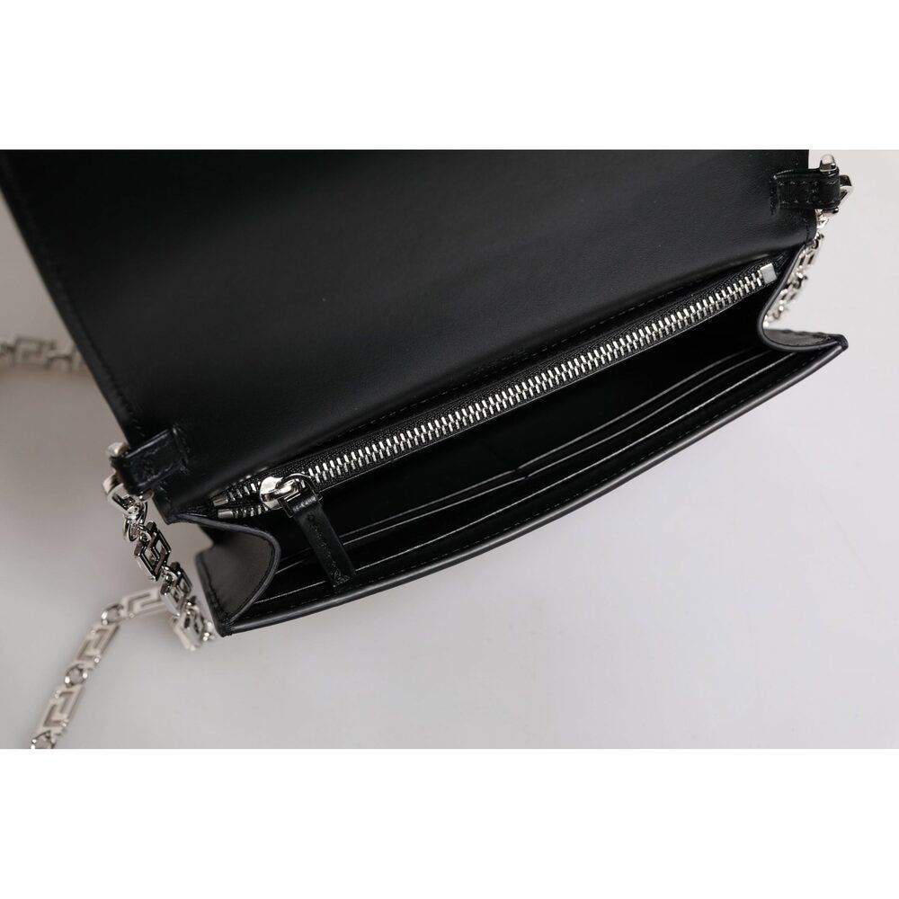 Versace Versace Black Calfskin Leather Chain Strap Shoulder Crossbod Size ONE SIZE - 8 Thumbnail