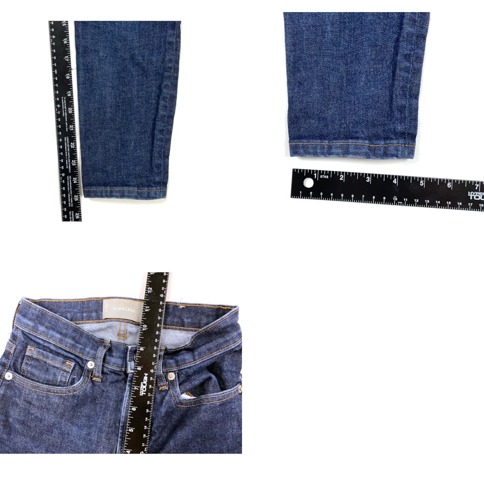 Everlane Everlane Jeans Denim High Rise Dark Blue Slim 24 Womens 5-Pocket Stretch Cotton Blend Tapered Ankle Skinny Size 42" / US 20 - 8 Thumbnail