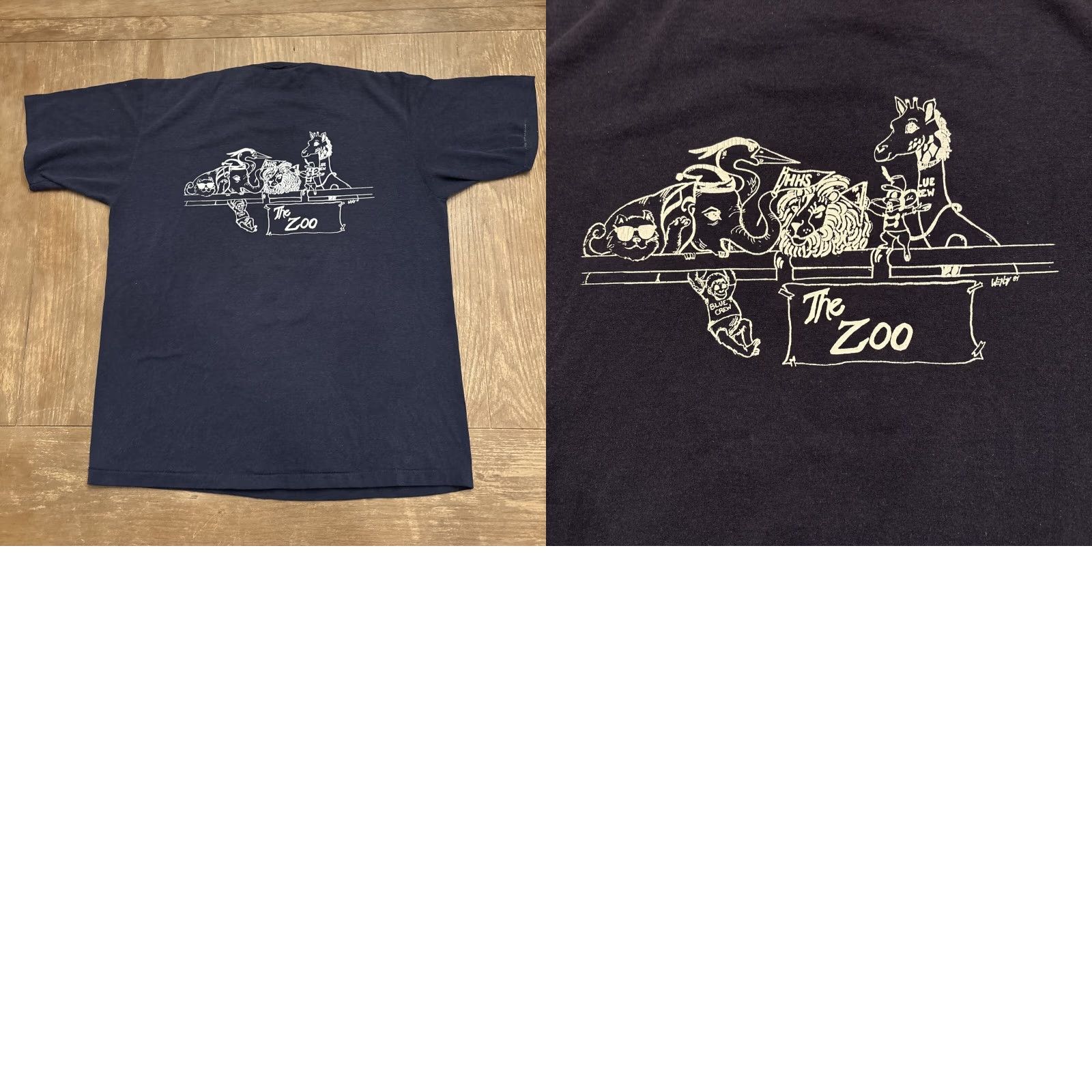 Vintage VINTAGE Single Stitch T-Shirt The Zoo High School Blue Crew 80s Large Men L Blue Stitch Theme School Mens Size US L / EU 52-54 / 3 - 8 Thumbnail