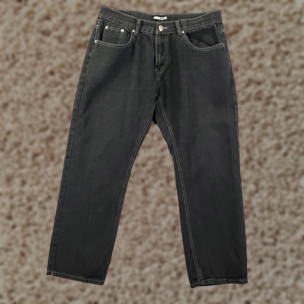 Vintage Mecca Jeans Mens Black Size 38x32 35x30 Denim Dark Wash 5-Pocket Straight Size US 35 - 1 Thumbnail