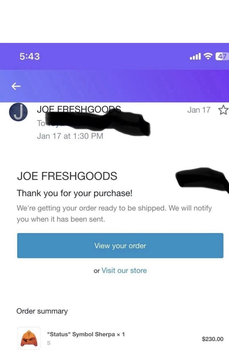 Joe Freshgoods Joefreshgoods "Status" Symbol Sherpa Size Small 🔥🔥 Size US S / EU 44-46 / 1 - 2 Thumbnail
