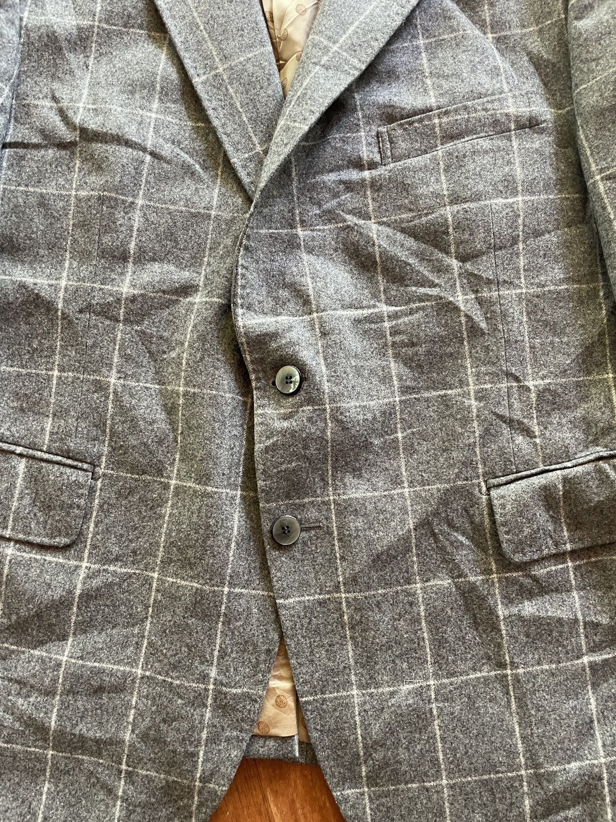Designer × Vitale Barberis Canonico Vintage classic Vitale Barberis Canonico Gray Plaid blazer Size 40R - 5 Thumbnail