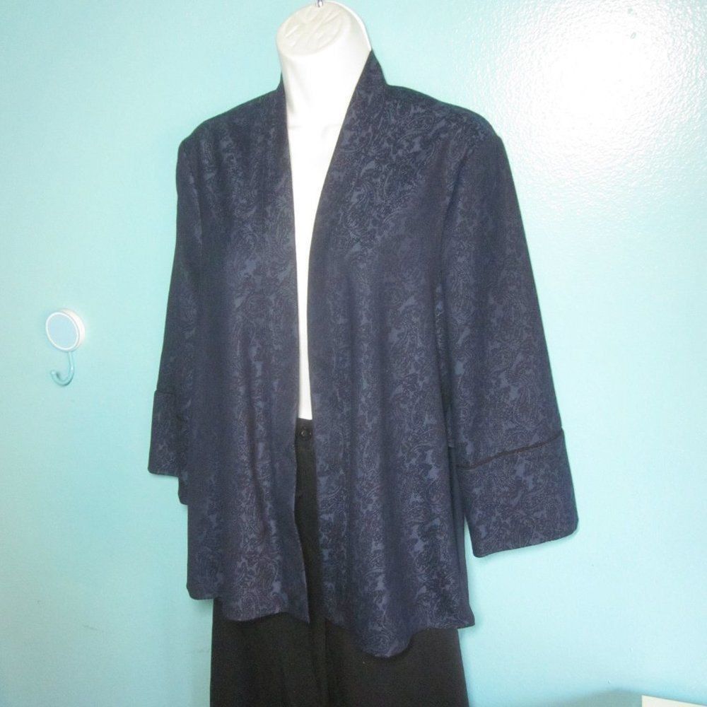 Anthropologie Anthropologie Harlyn Jacket Blue Brocade with Pleated Back S Size M / US 6-8 / IT 42-44 - 11 Thumbnail