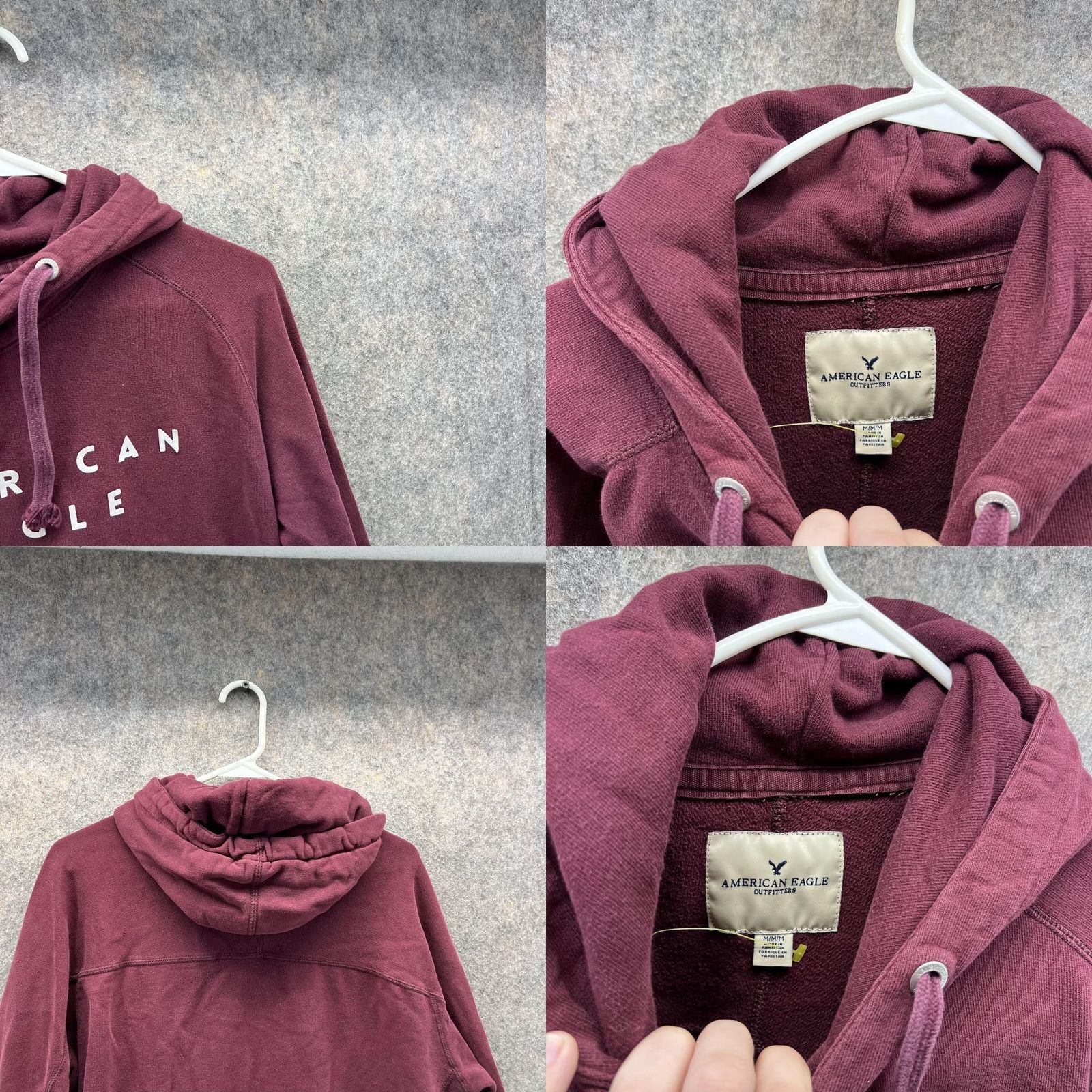 American Eagle Outfitters American Eagle Sweater Hoodie Pullover Fleece Knit Mens Medium Burgundy Red Cotton Sweatshirt Jacket Size US M / EU 48-50 / 2 - 8 Thumbnail