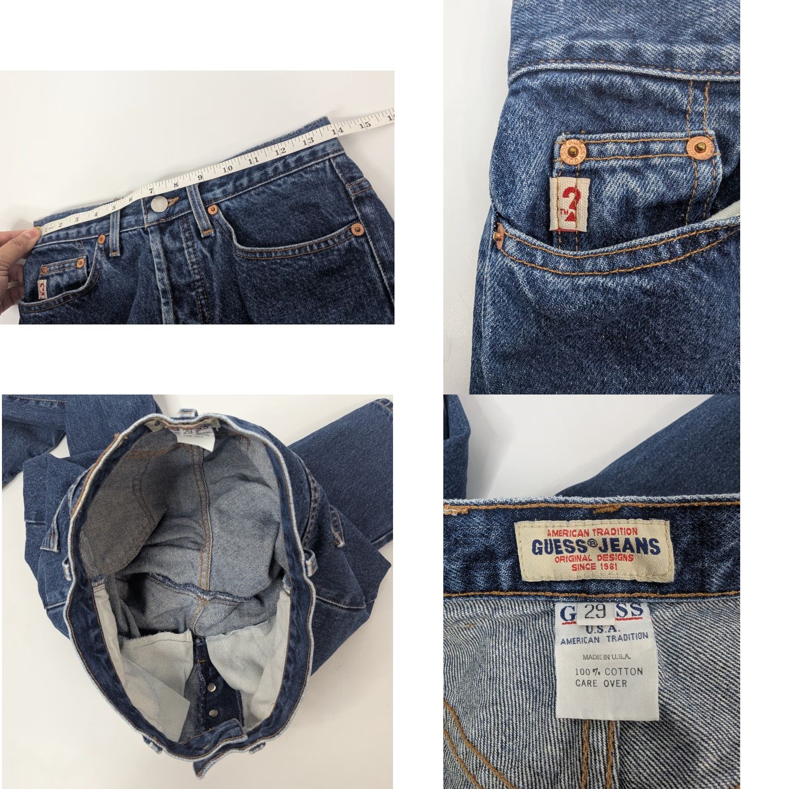 Guess VINTAGE GUESS JEANS Men 29 Slim Straight 5-Pocket Denim Blue USA 90s Y2K American Tradition Jeans — Regular Size, 28-29 Inseam 33 in Mens Size US 29 - 8 Thumbnail