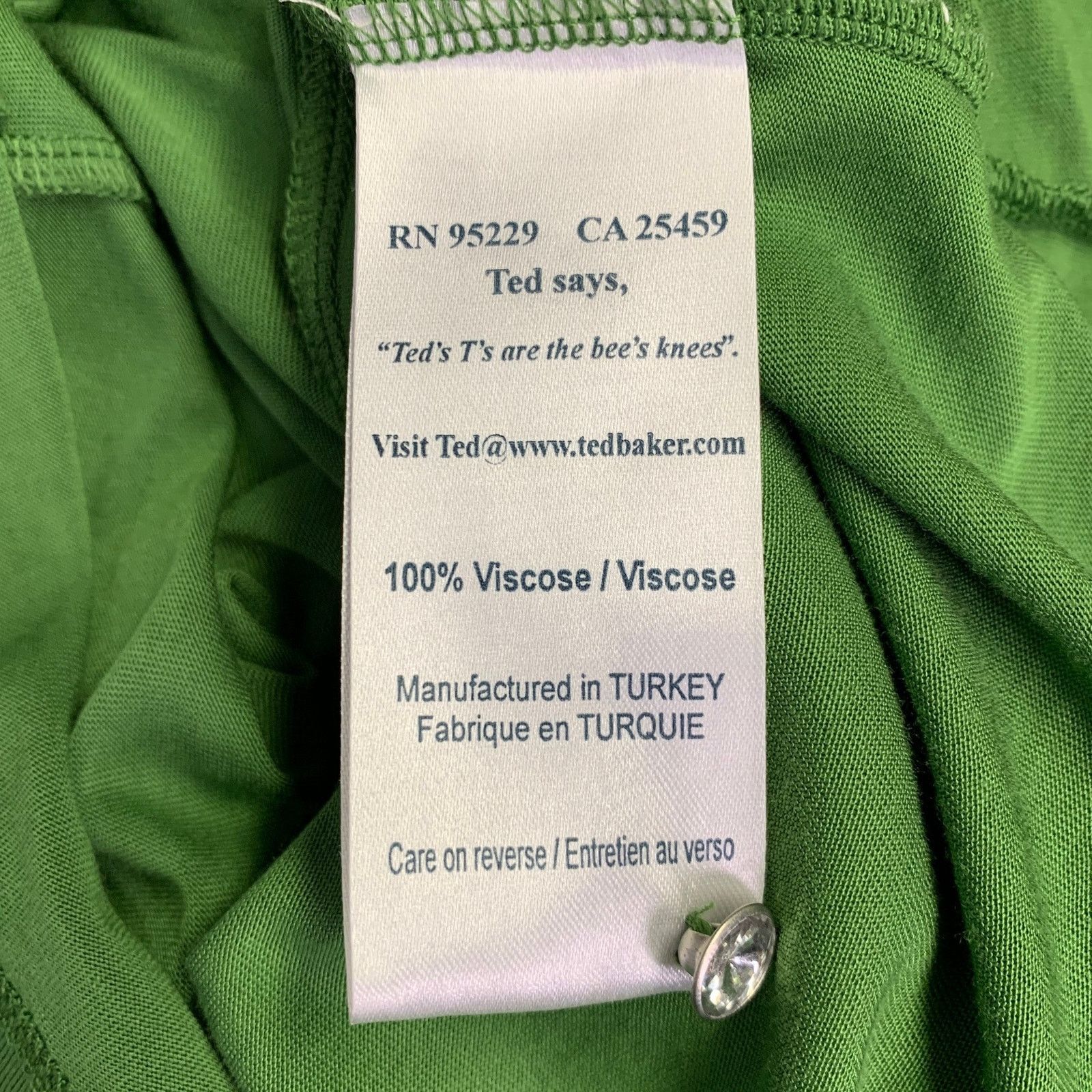 Ted Baker 2 Green Grey Viscose Aplique Short Sleeve Casual Top Size XS / US 0-2 / IT 36-38 - 6 Thumbnail