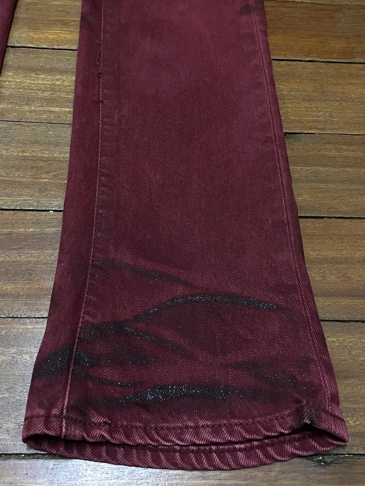 14th Addiction Vintage Japanese Brand Civarize Waxed Flared Jeans 1990s Size US 29 - 6 Thumbnail