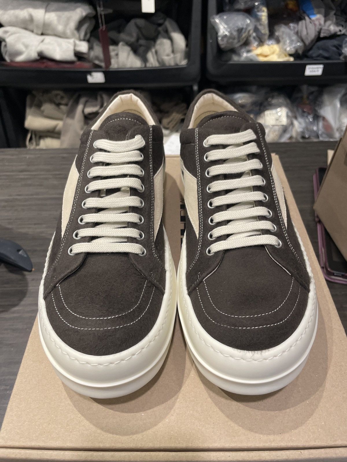 Rick Owens Drkshdw Rick Owens DRKSHDW Dark Grey Milk Suede Wool 12 Size US 12 / EU 45 - 1 Thumbnail