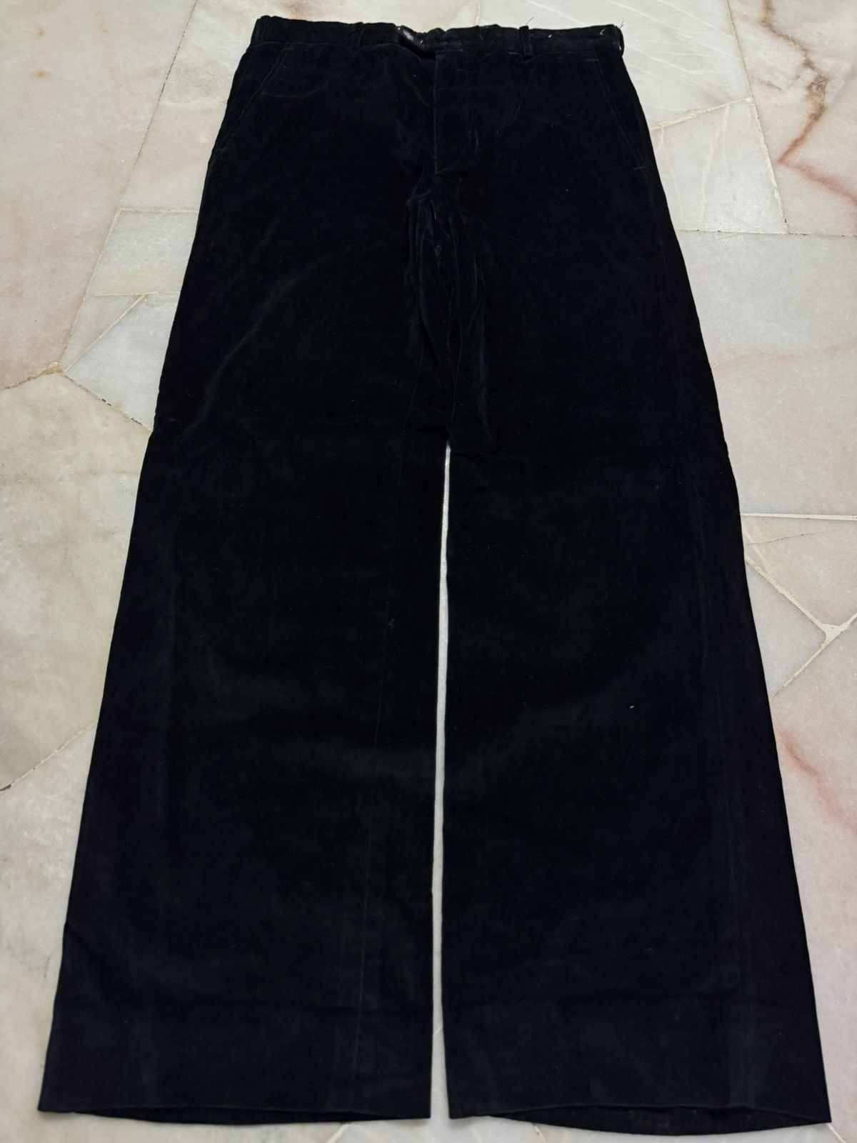 Vintage WIDE💥VINTAGE 1990s YVES SAINT LAURENT SPORTWEAR VELVET BLACK Size US 31 - 15 Thumbnail