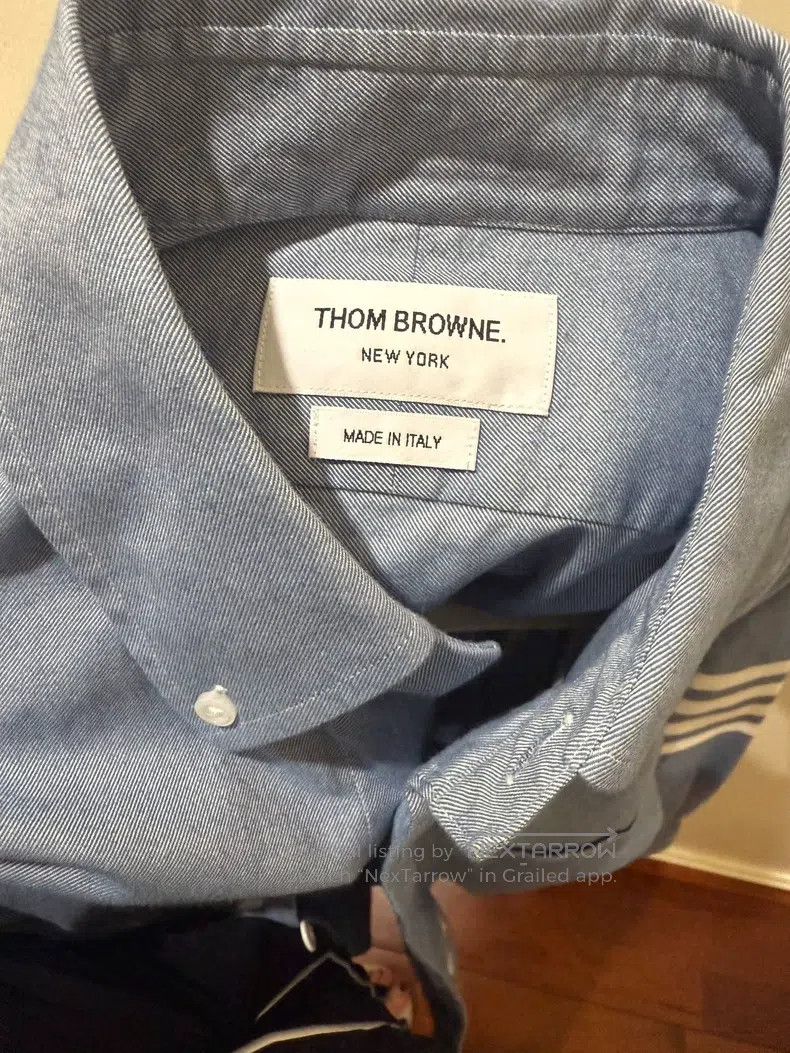 Thom Browne Thom Browne Four Stripes Shirt Light Blue Size US XS / EU 42 / 0 - 3 Thumbnail